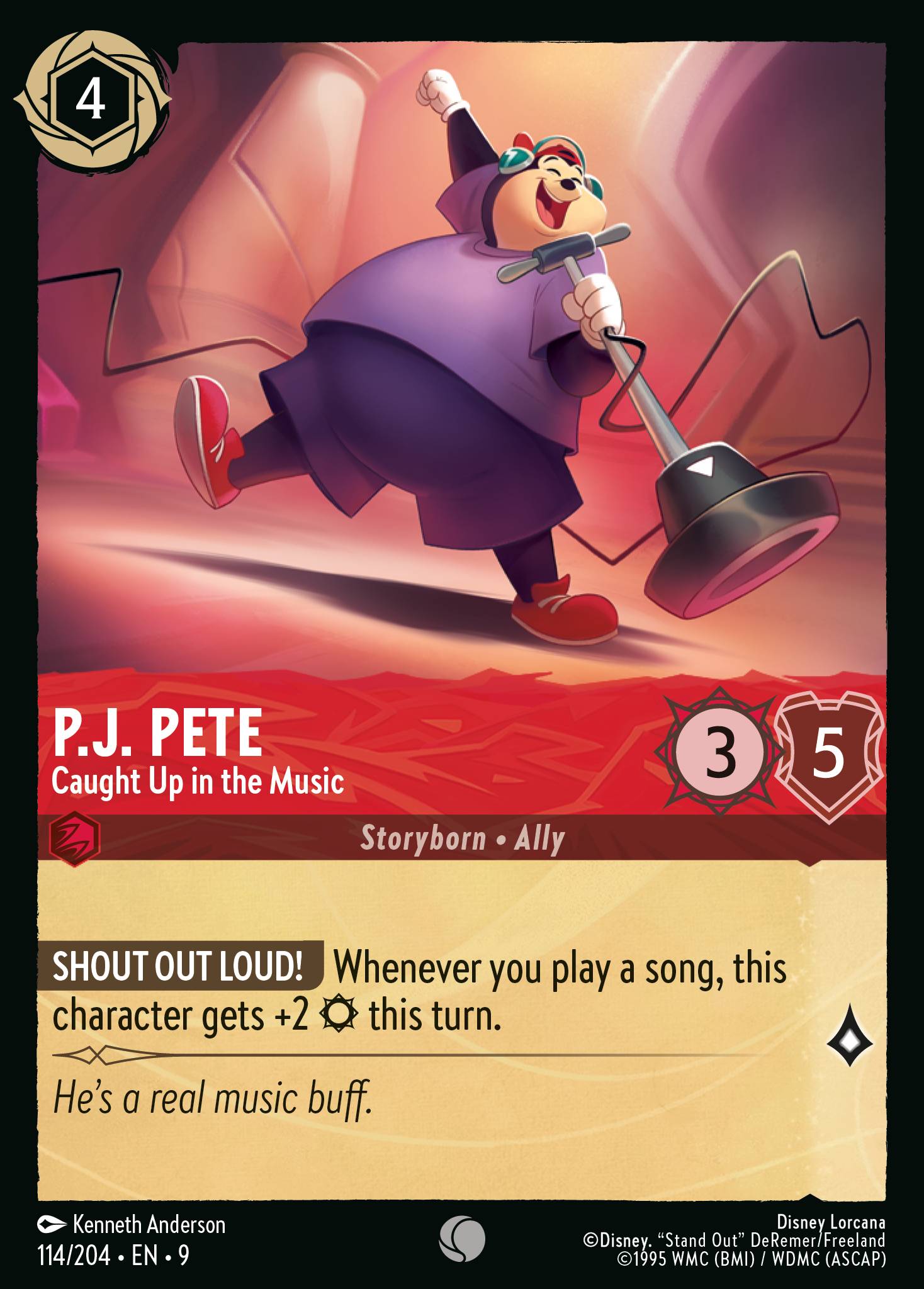 Disney Lorcana Fabled card #114 - P.J. Pete - Caught Up in the Music (Non-Foil)