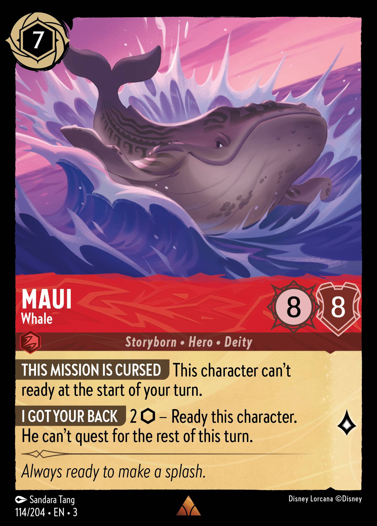 Disney Lorcana Into the Inklands card #114 - Maui - Whale (Cold Foil)