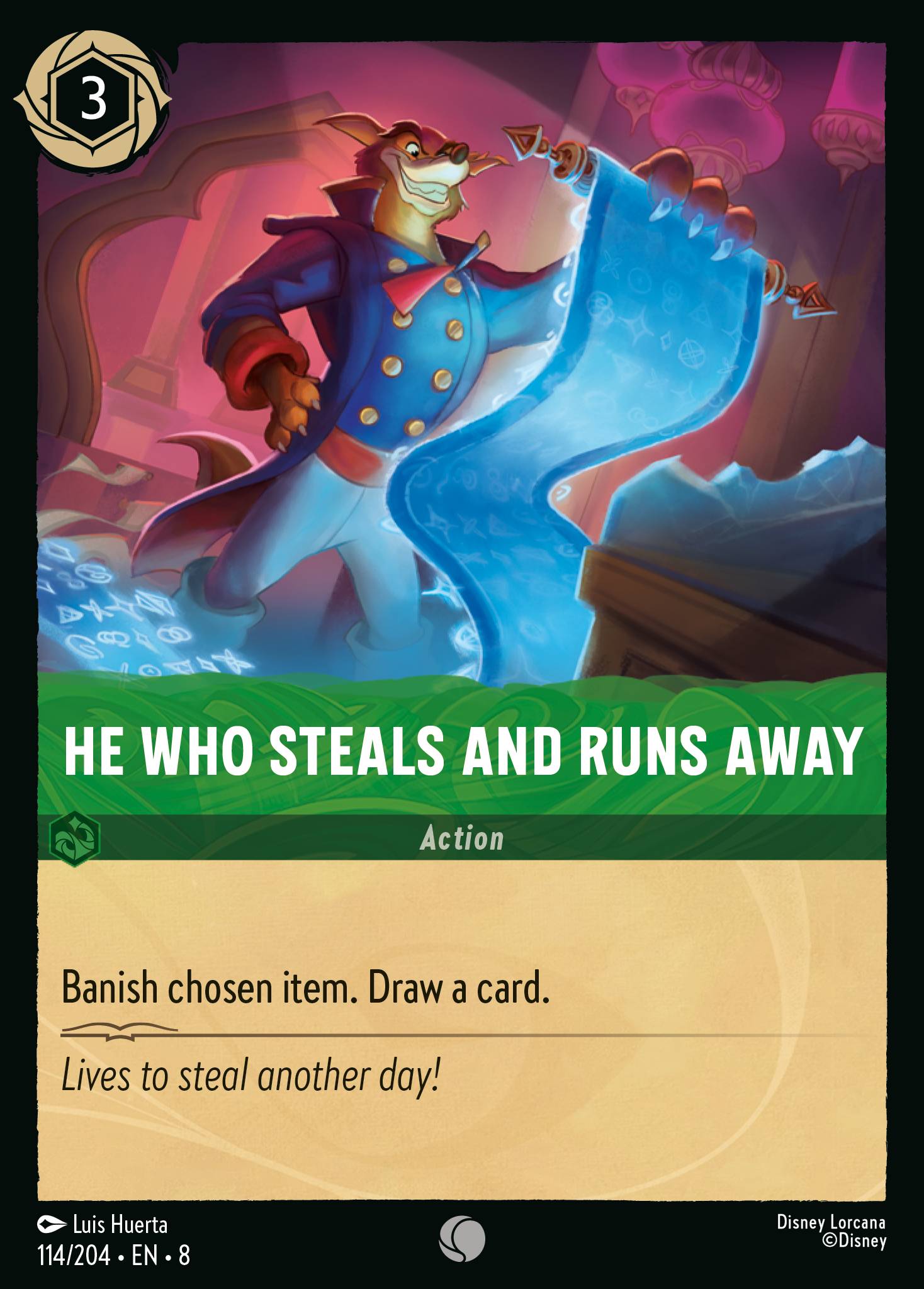 Disney Lorcana The Reign of Jafar card #114 - He Who Steals and Runs Away (Cold Foil)