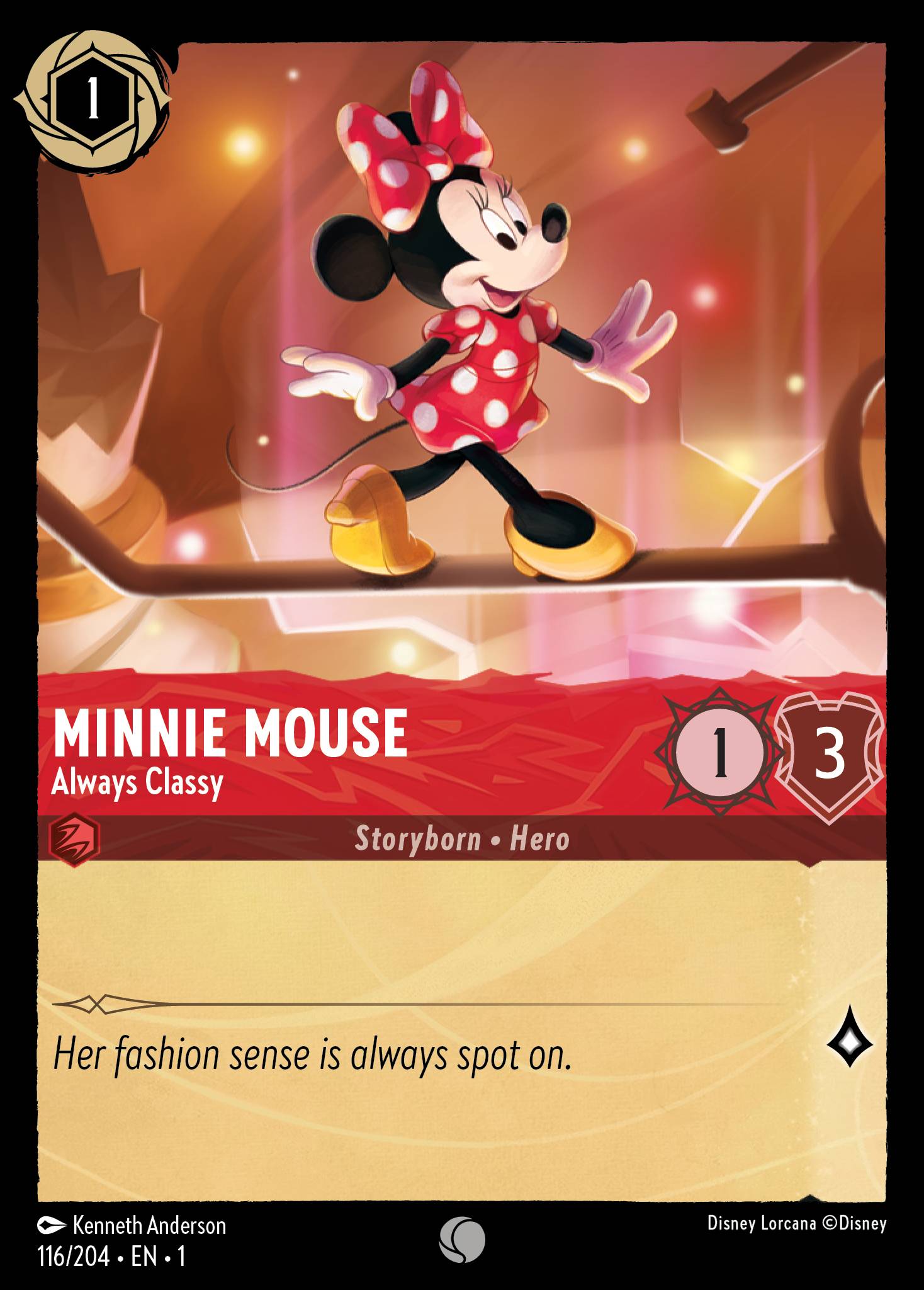 Disney Lorcana The First Chapter card #116 - Minnie Mouse - Always Classy (Cold Foil)