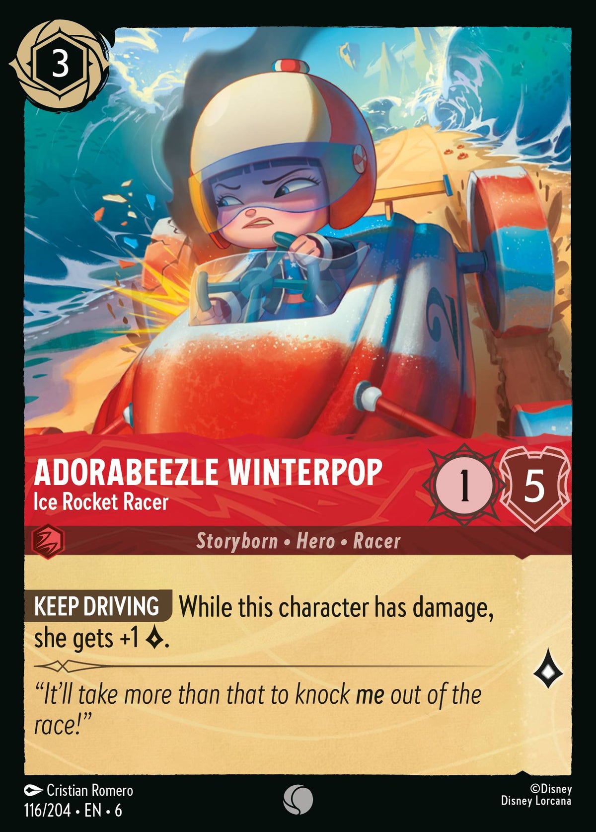 Disney Lorcana Azurite Sea card #116 - Adorabeezle Winterpop - Ice Rocket Racer (Cold Foil)