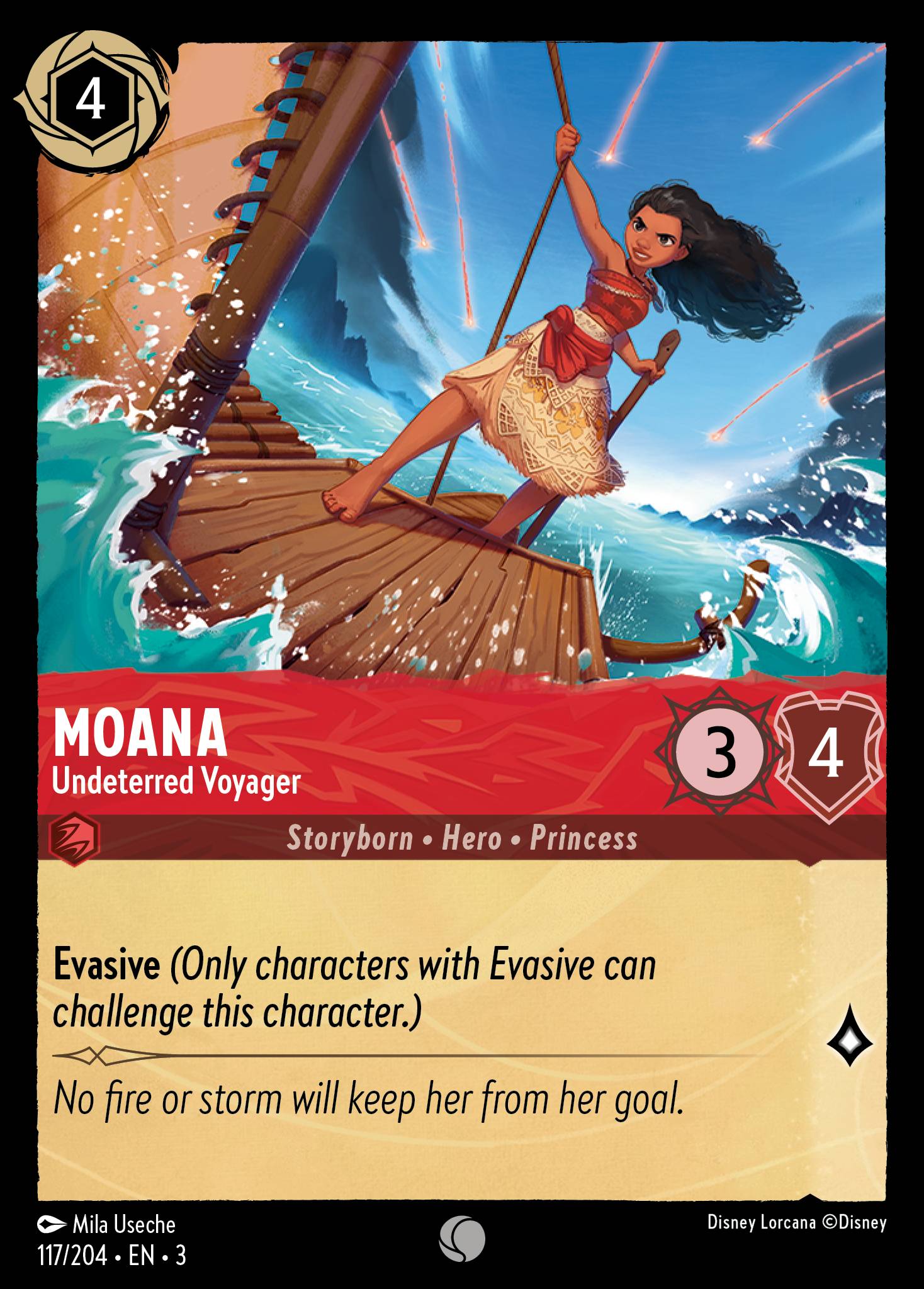 Disney Lorcana Into the Inklands card #117 - Moana - Undeterred Voyager (Cold Foil)