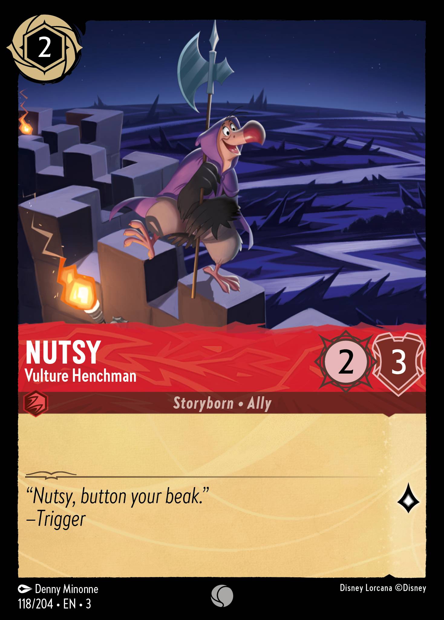 Disney Lorcana Into the Inklands card #118 - Nutsy - Vulture Henchman (Cold Foil)