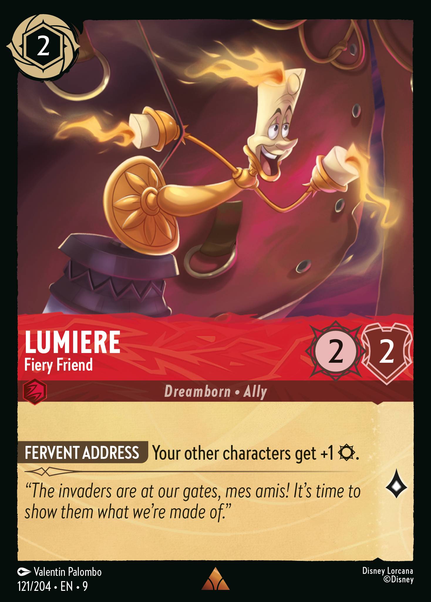 Disney Lorcana Fabled card #121 - Lumiere - Fiery Friend (Non-Foil)