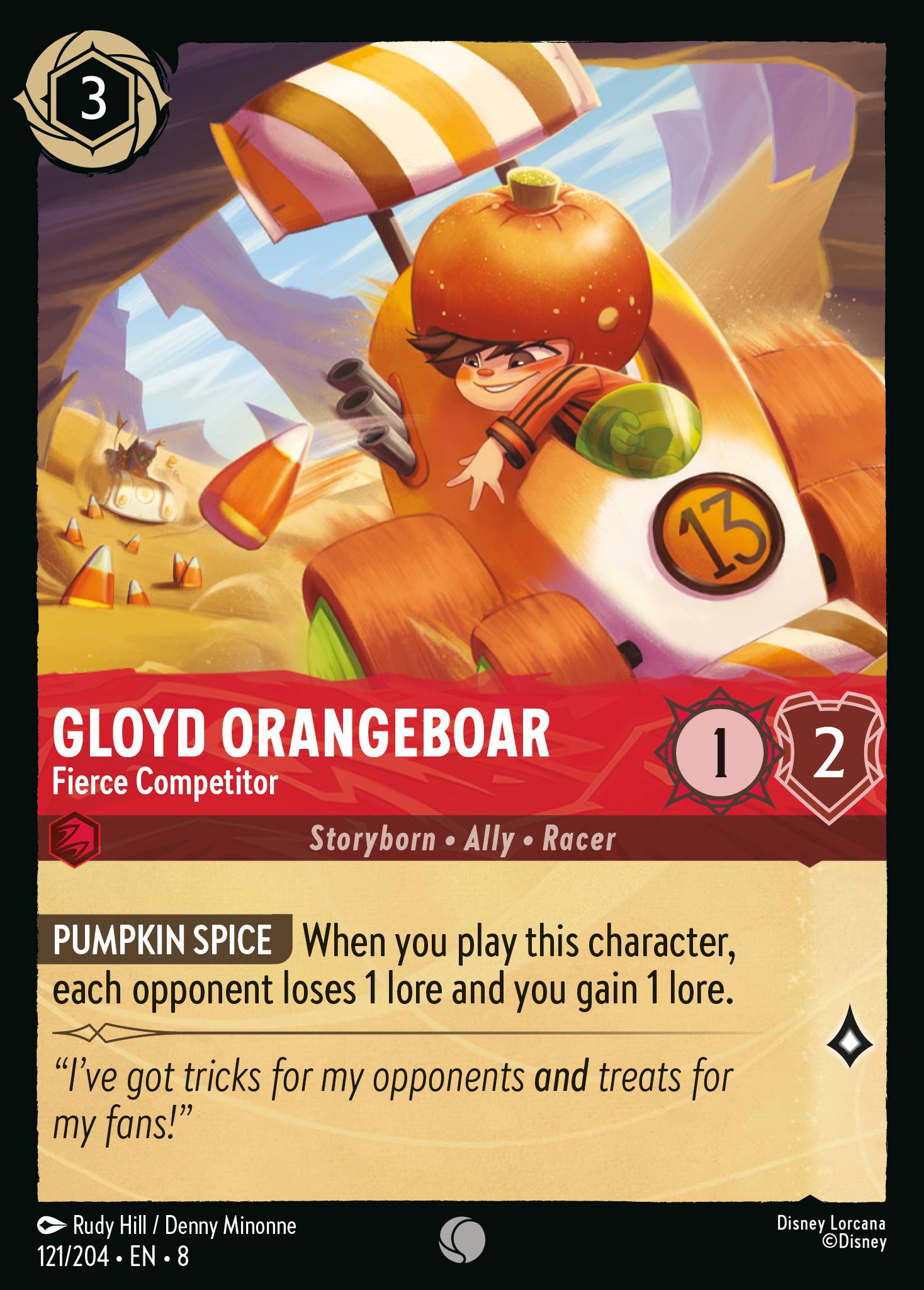 Disney Lorcana The Reign of Jafar card #121 - Gloyd Orangeboar - Fierce Competitor (Cold Foil)