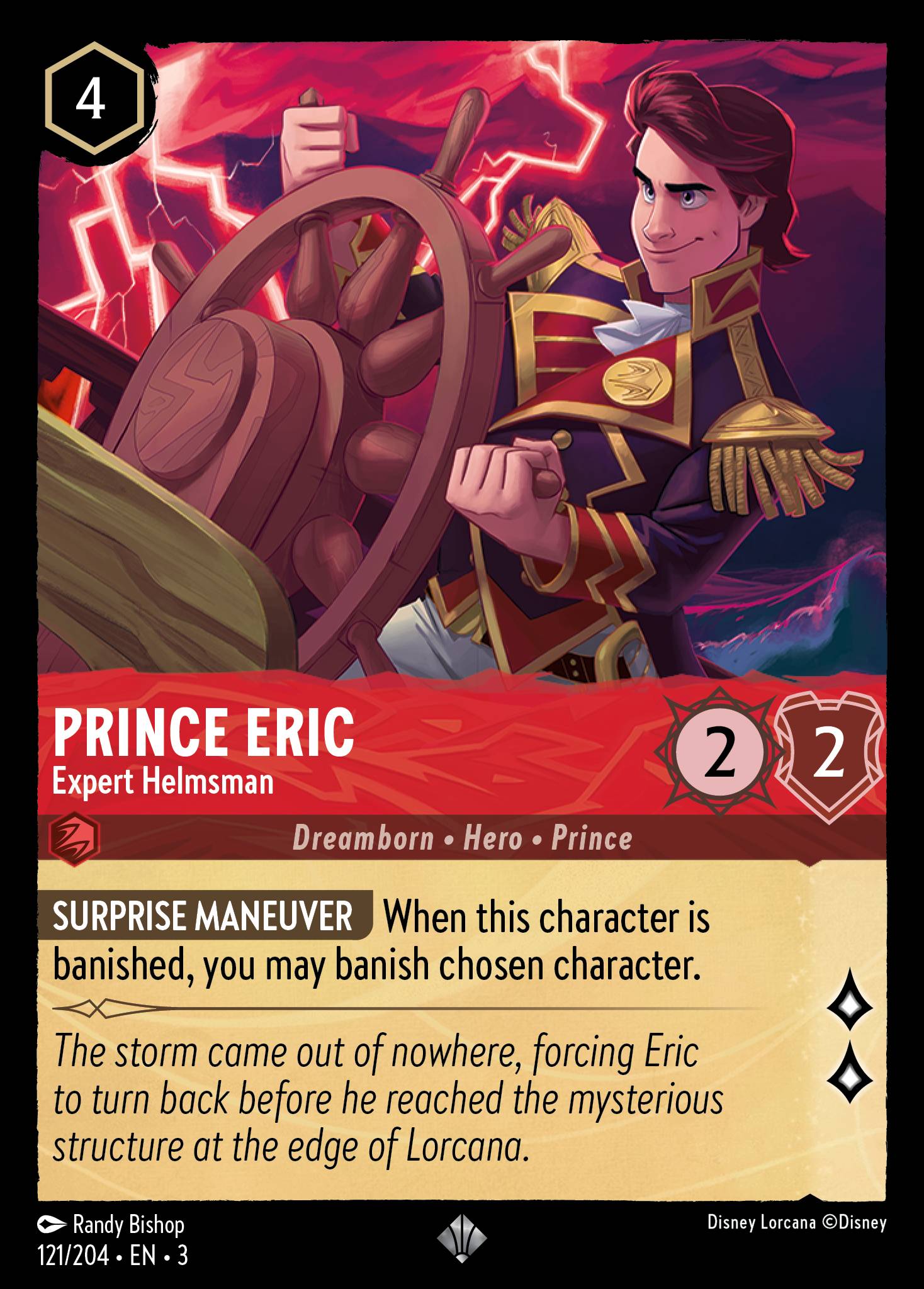Disney Lorcana Into the Inklands card #121 - Prince Eric - Expert Helmsman (Cold Foil)