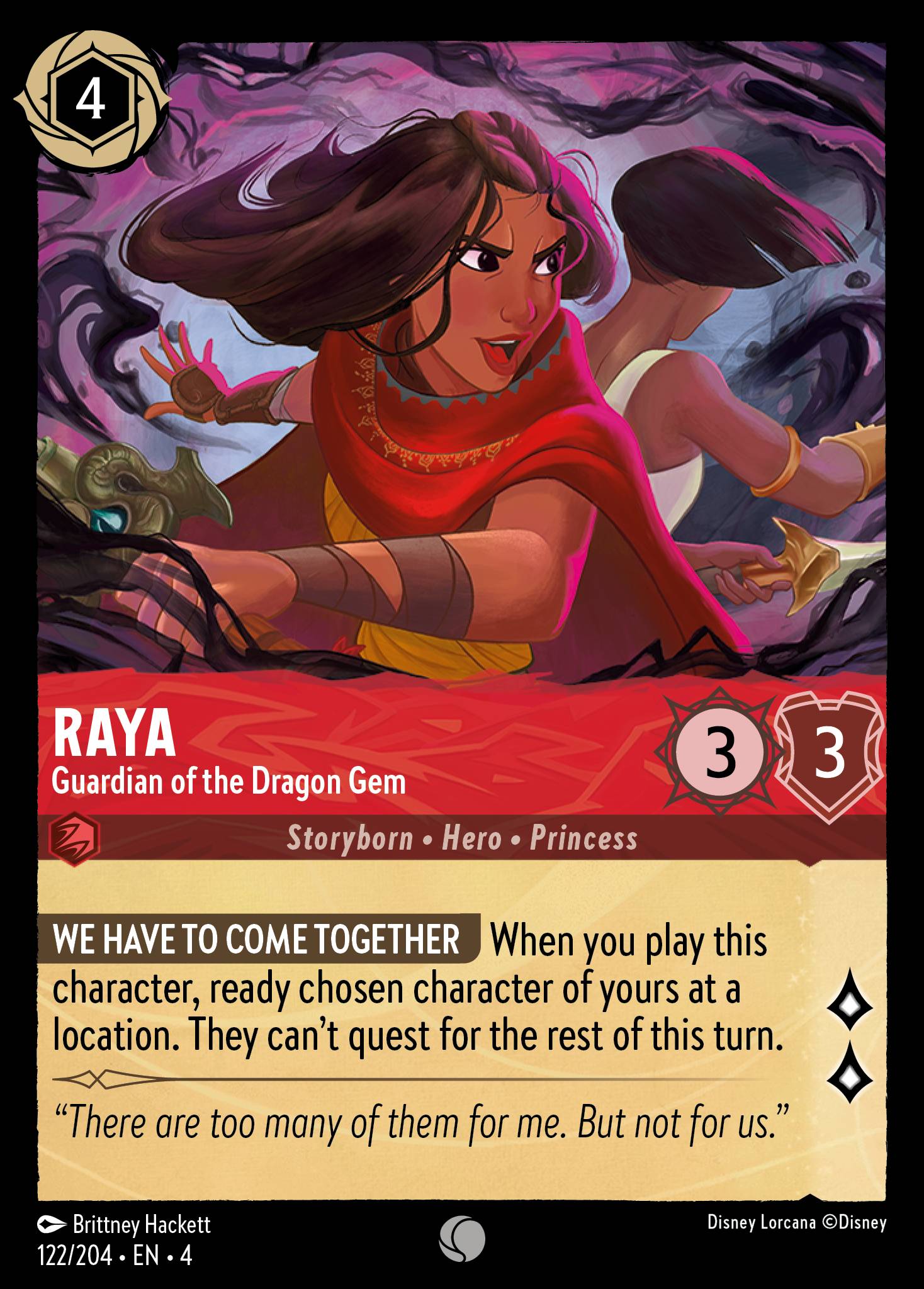 Disney Lorcana Ursula's Return card #122 - Raya - Guardian of the Dragon Gem (Cold Foil)