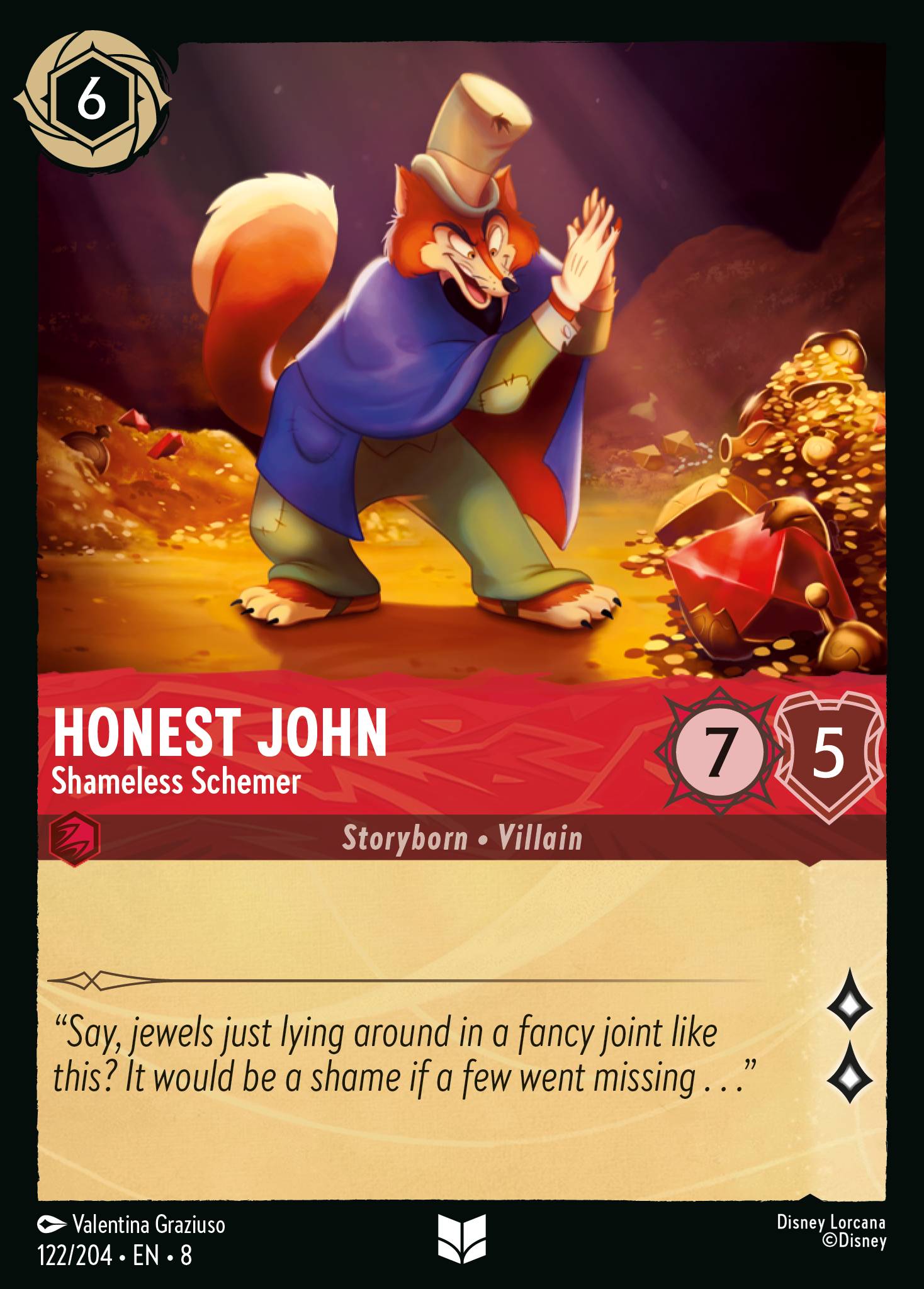 Disney Lorcana The Reign of Jafar card #122 - Honest John - Shameless Schemer (Cold Foil)