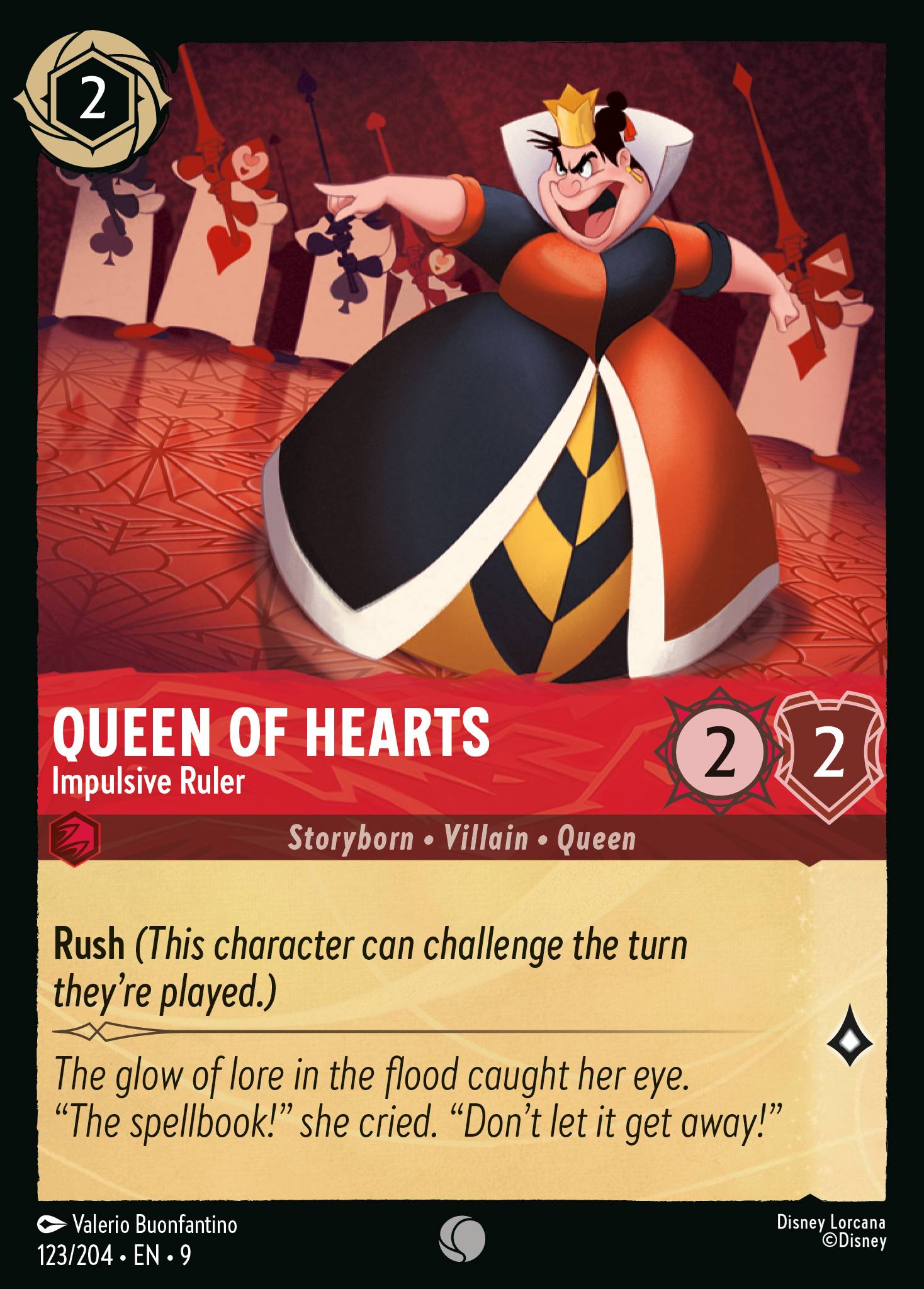 Disney Lorcana Fabled card #123 - Queen of Hearts - Impulsive Ruler (Non-Foil)