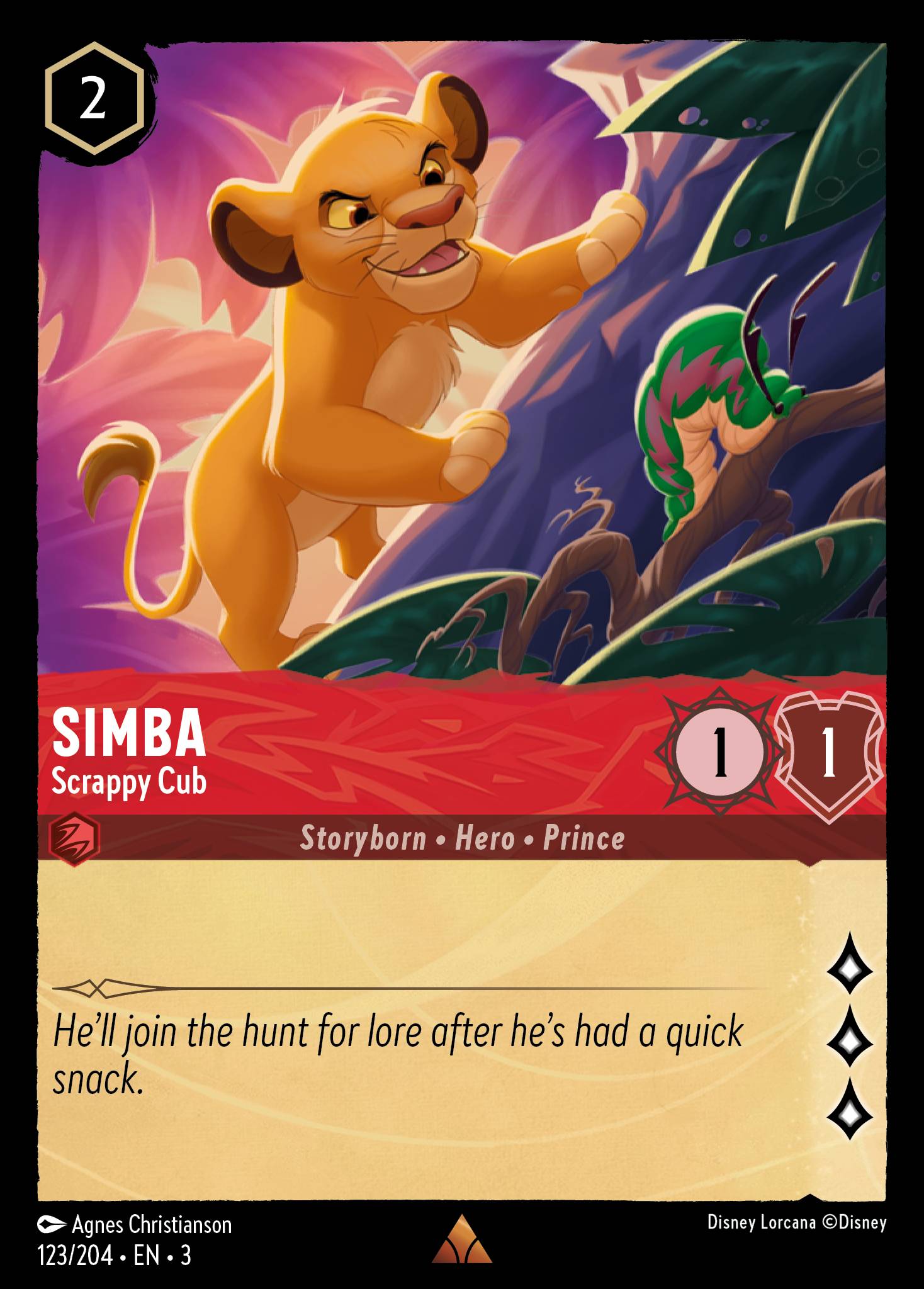 Disney Lorcana Into the Inklands card #123 - Simba - Scrappy Cub (Cold Foil)