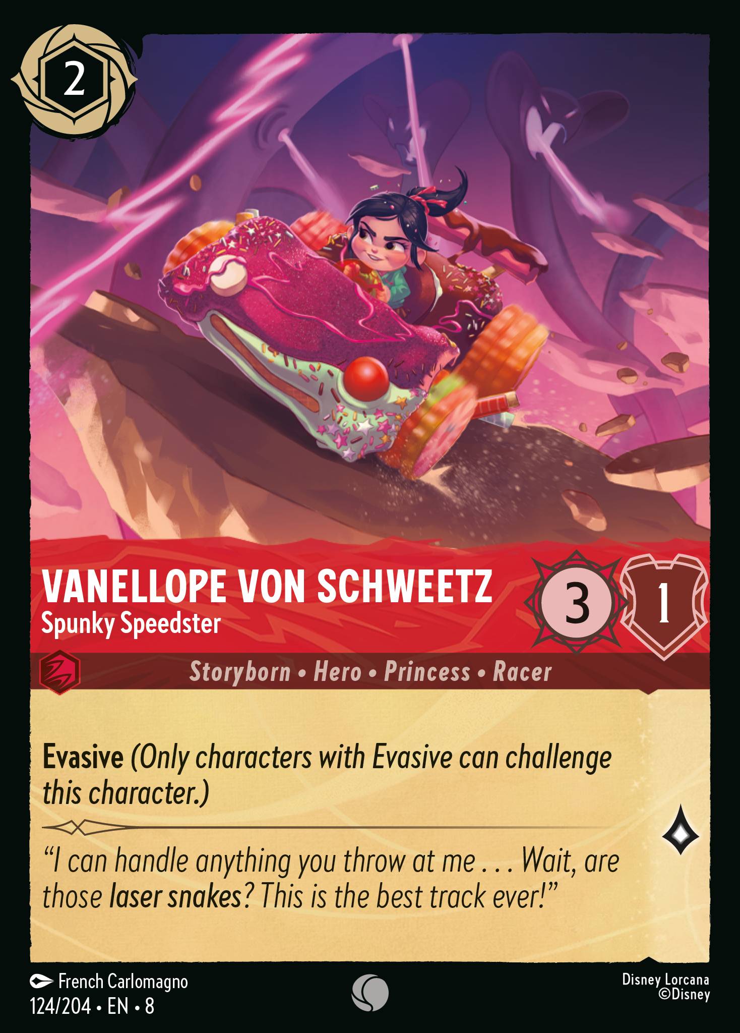 Disney Lorcana The Reign of Jafar card #124 - Vanellope Von Schweetz - Spunky Speedster (Cold Foil)