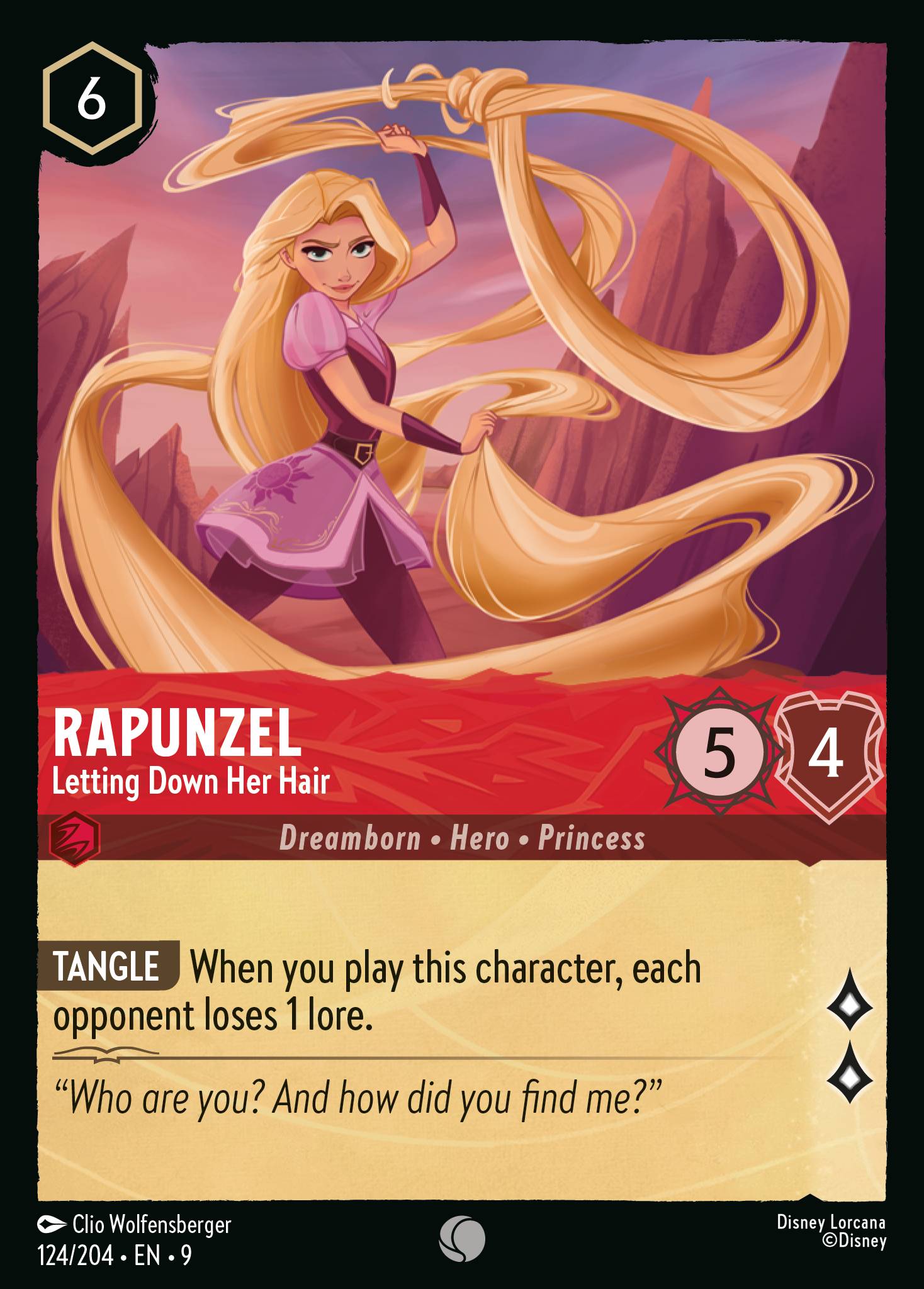 Disney Lorcana Fabled card #124 - Rapunzel - Letting Down Her Hair (Non-Foil)