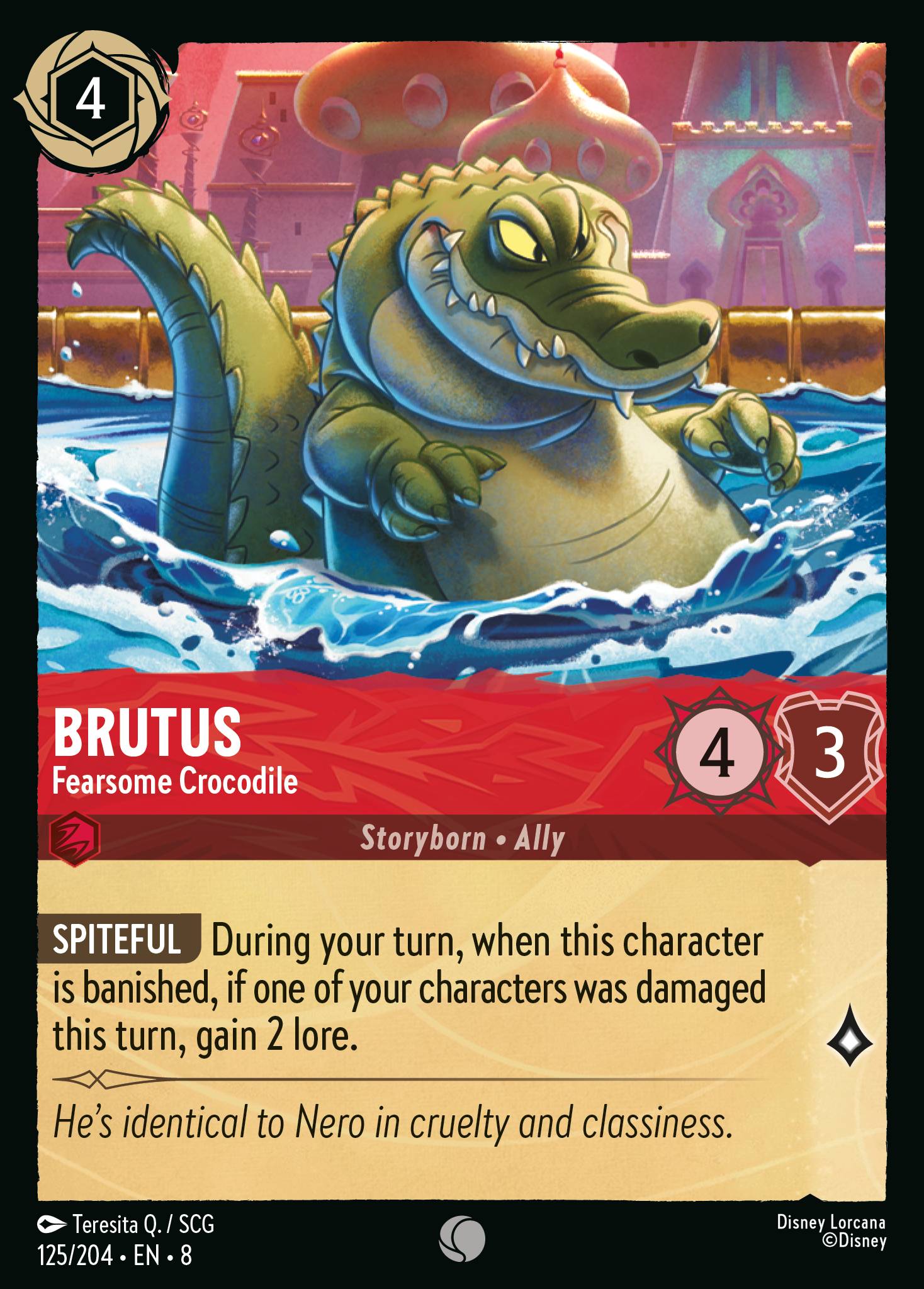 Disney Lorcana The Reign of Jafar card #125 - Brutus - Fearsome Crocodile (Cold Foil)