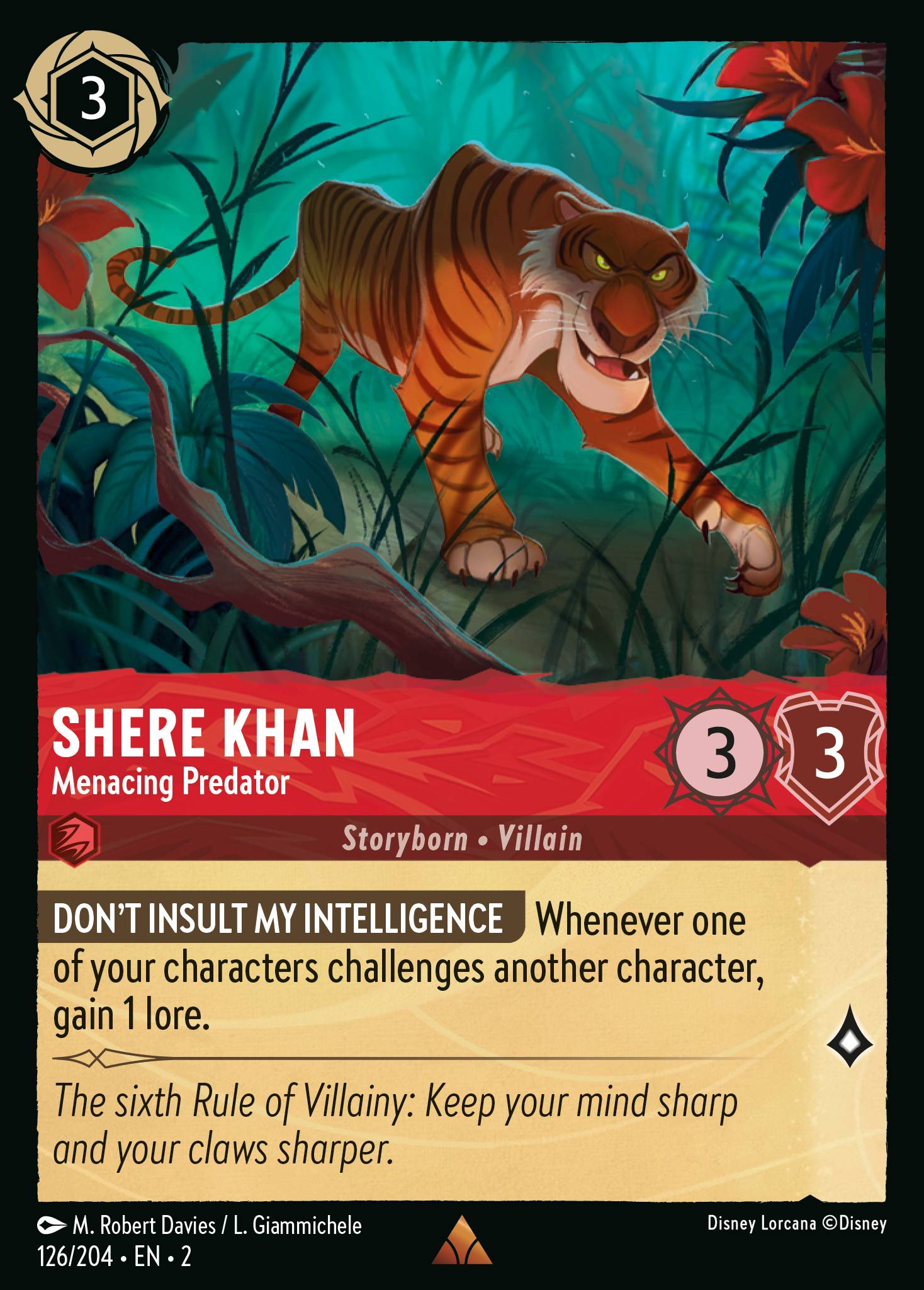 Disney Lorcana Rise of the Floodborn card #126 - Shere Khan - Menacing Predator (Cold Foil)
