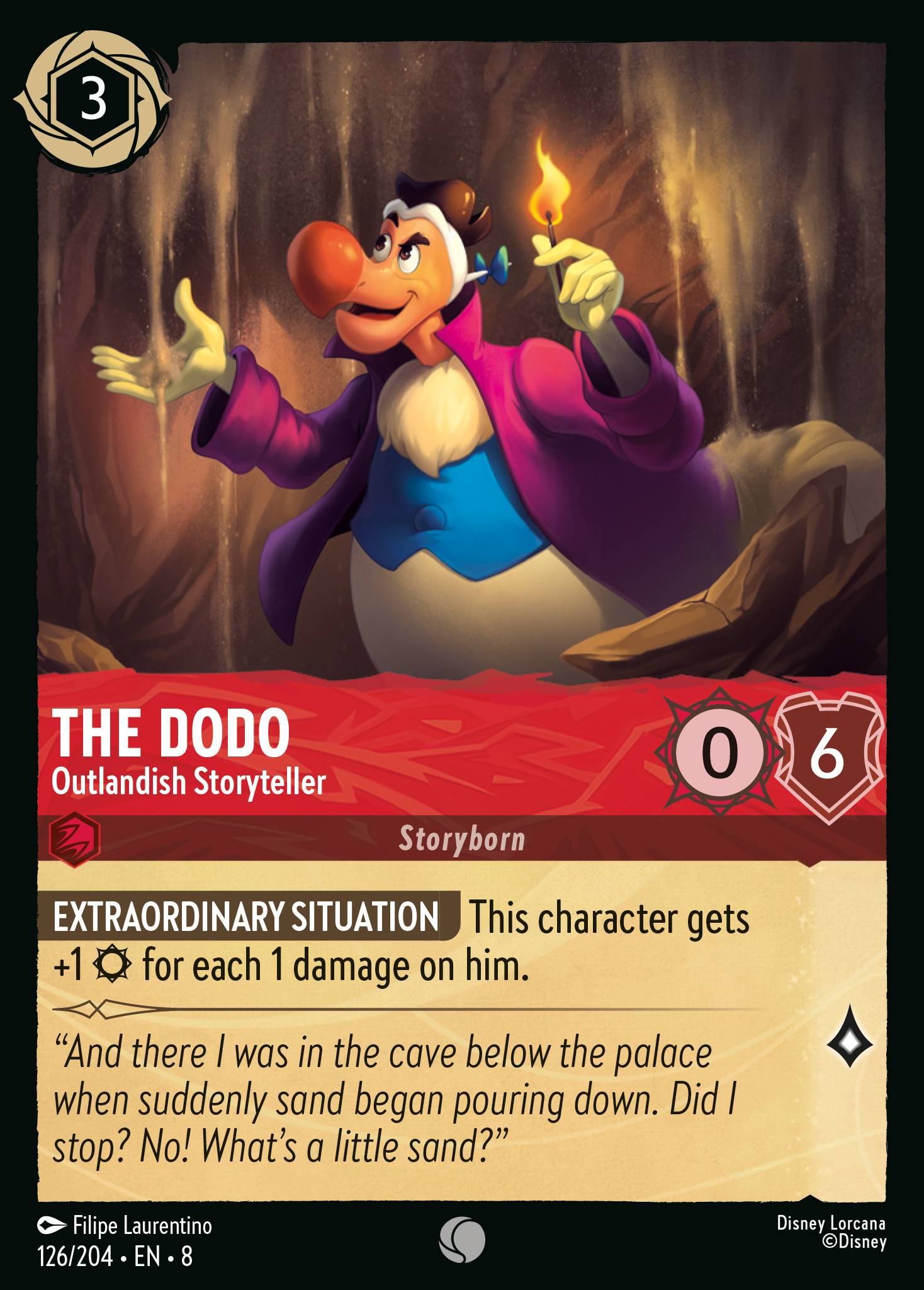 Disney Lorcana The Reign of Jafar card #126 - The Dodo - Outlandish Storyteller (Cold Foil)