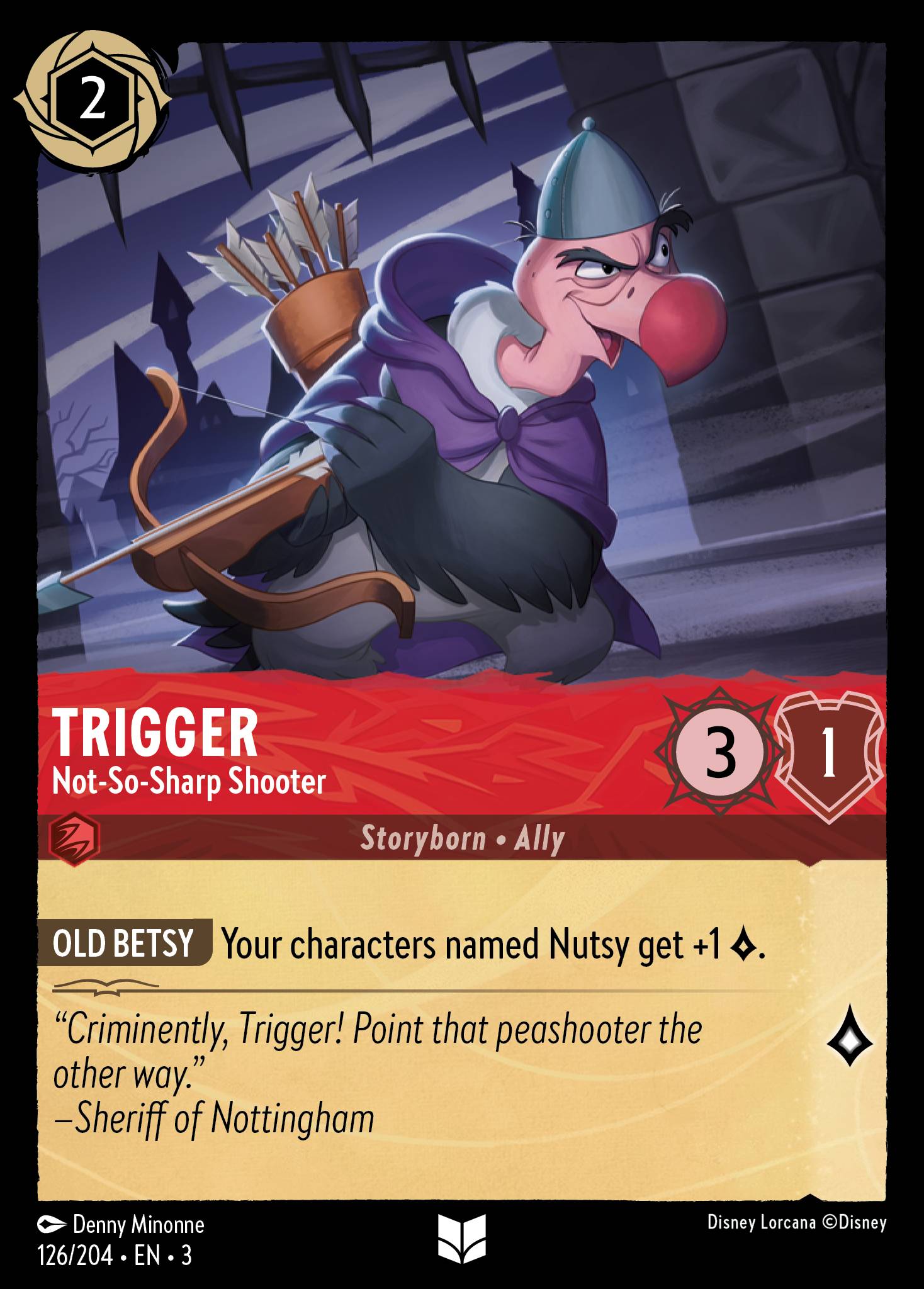 Disney Lorcana Into the Inklands card #126 - Trigger - Not-So-Sharp Shooter (Cold Foil)