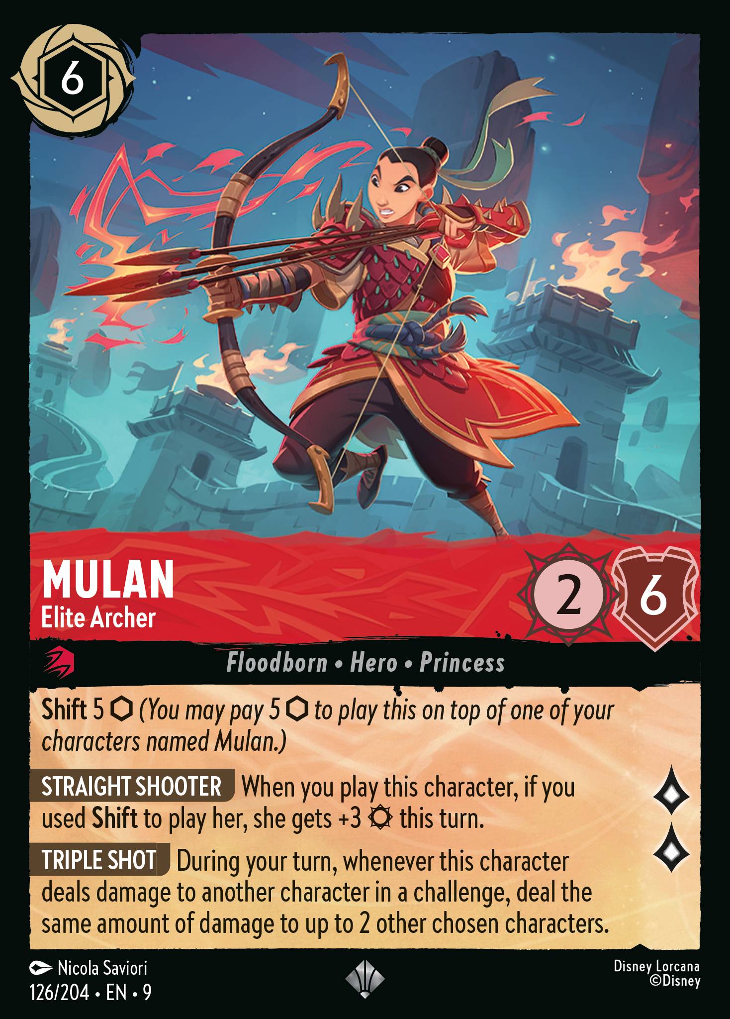 Disney Lorcana Fabled card #126 - Mulan - Elite Archer (Non-Foil)