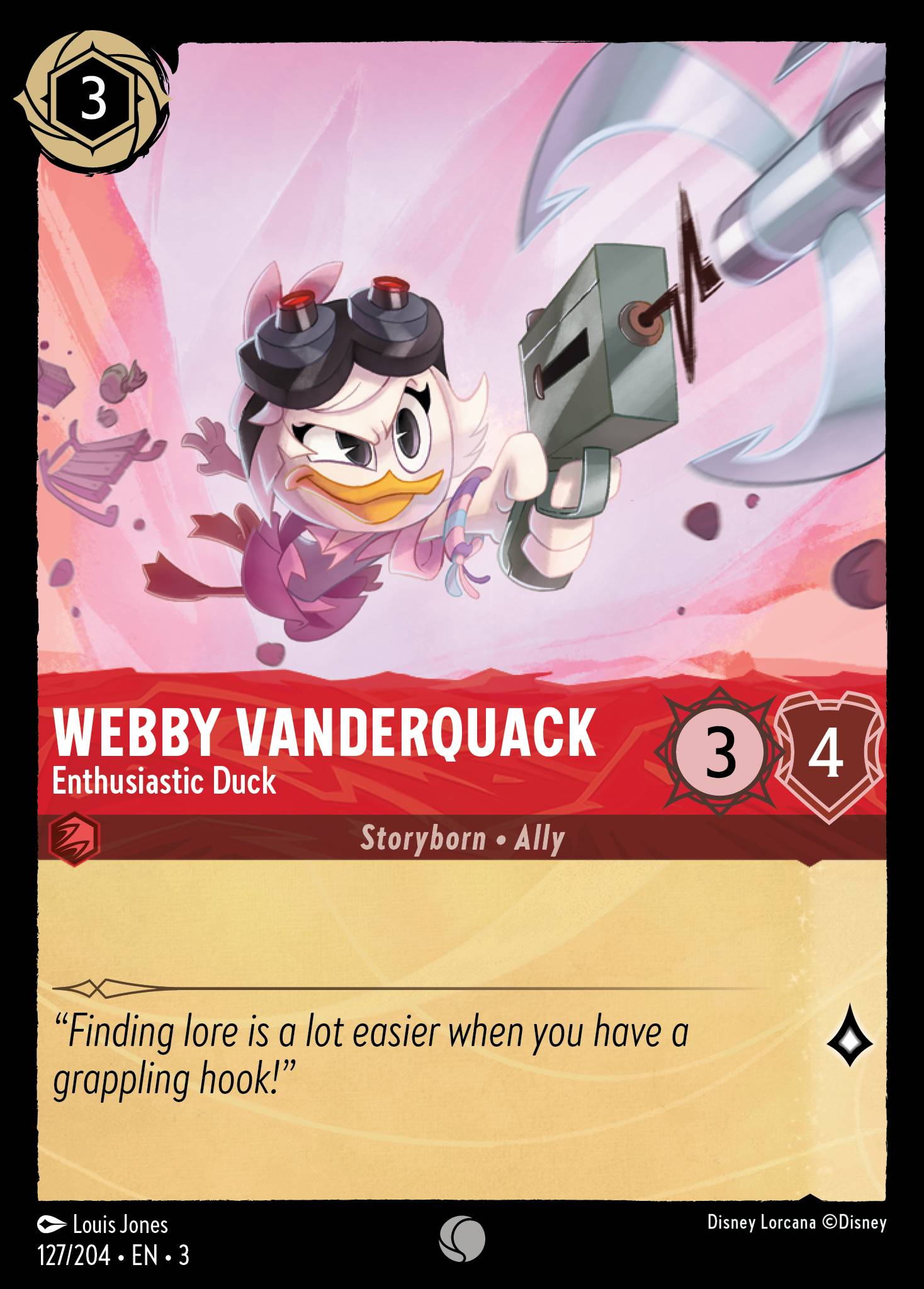 Disney Lorcana Into the Inklands card #127 - Webby Vanderquack - Enthusiastic Duck (Cold Foil)