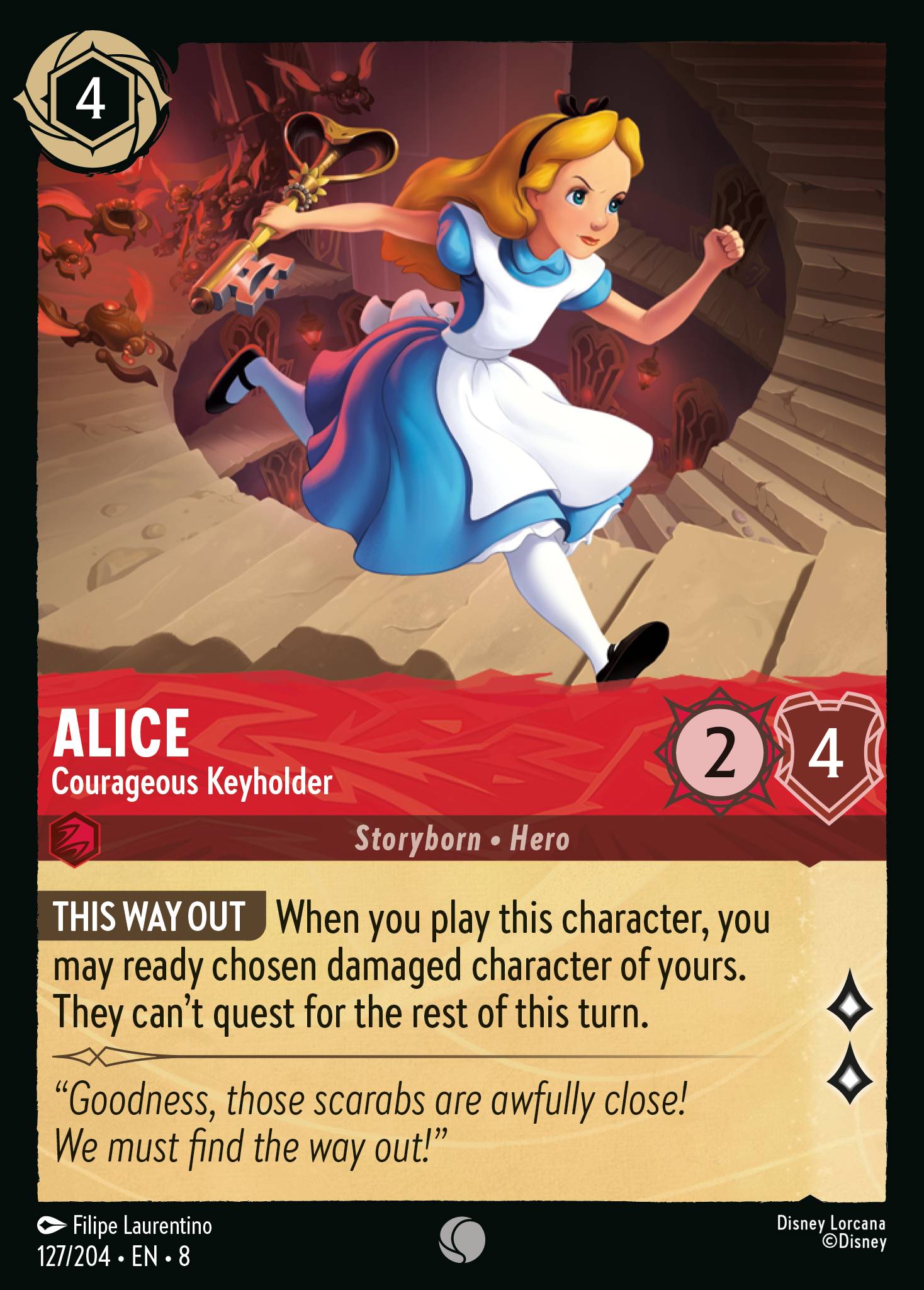 Disney Lorcana The Reign of Jafar card #127 - Alice - Courageous Keyholder (Cold Foil)
