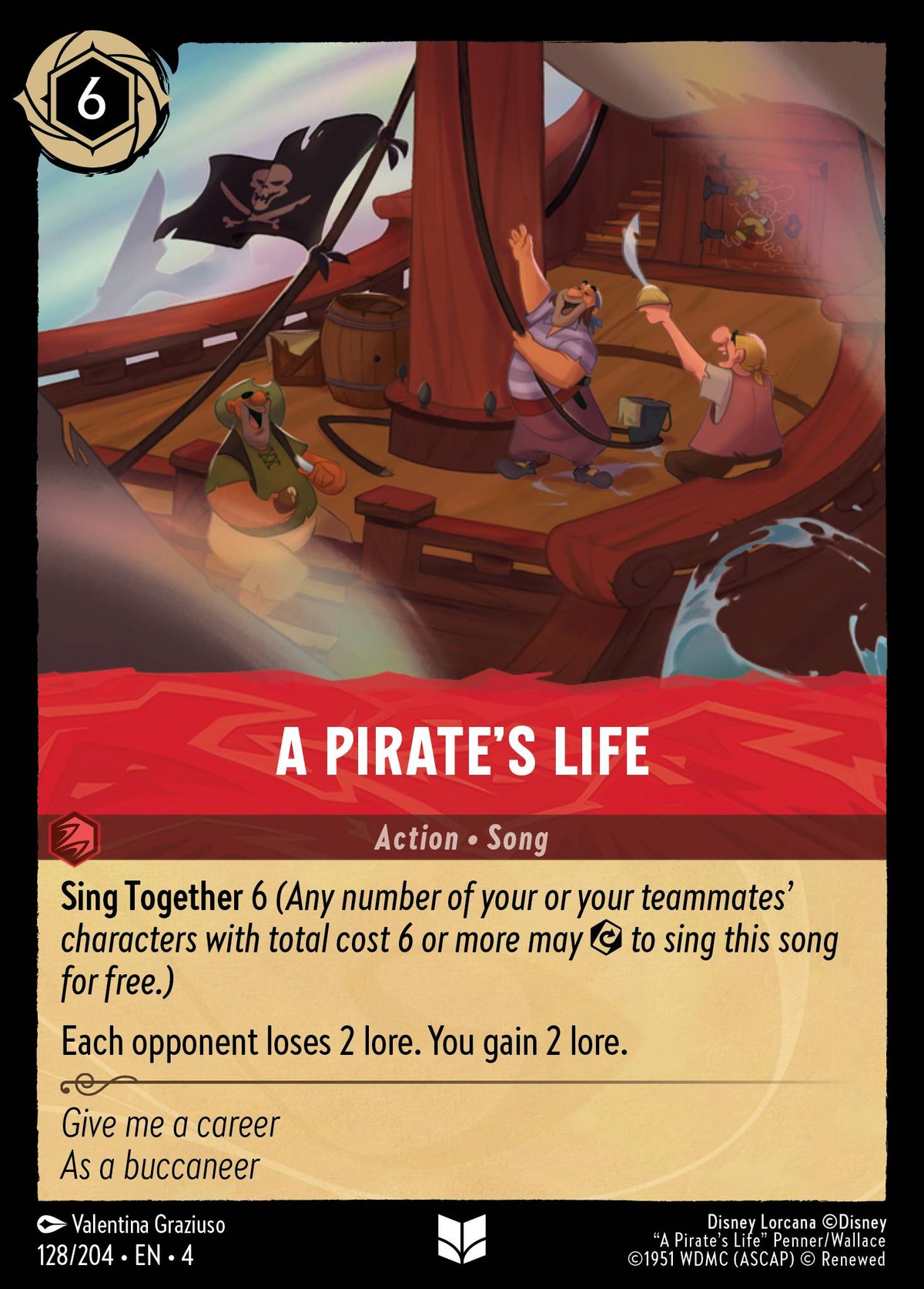 Disney Lorcana Ursula's Return card #128 - A Pirate's Life (Cold Foil)