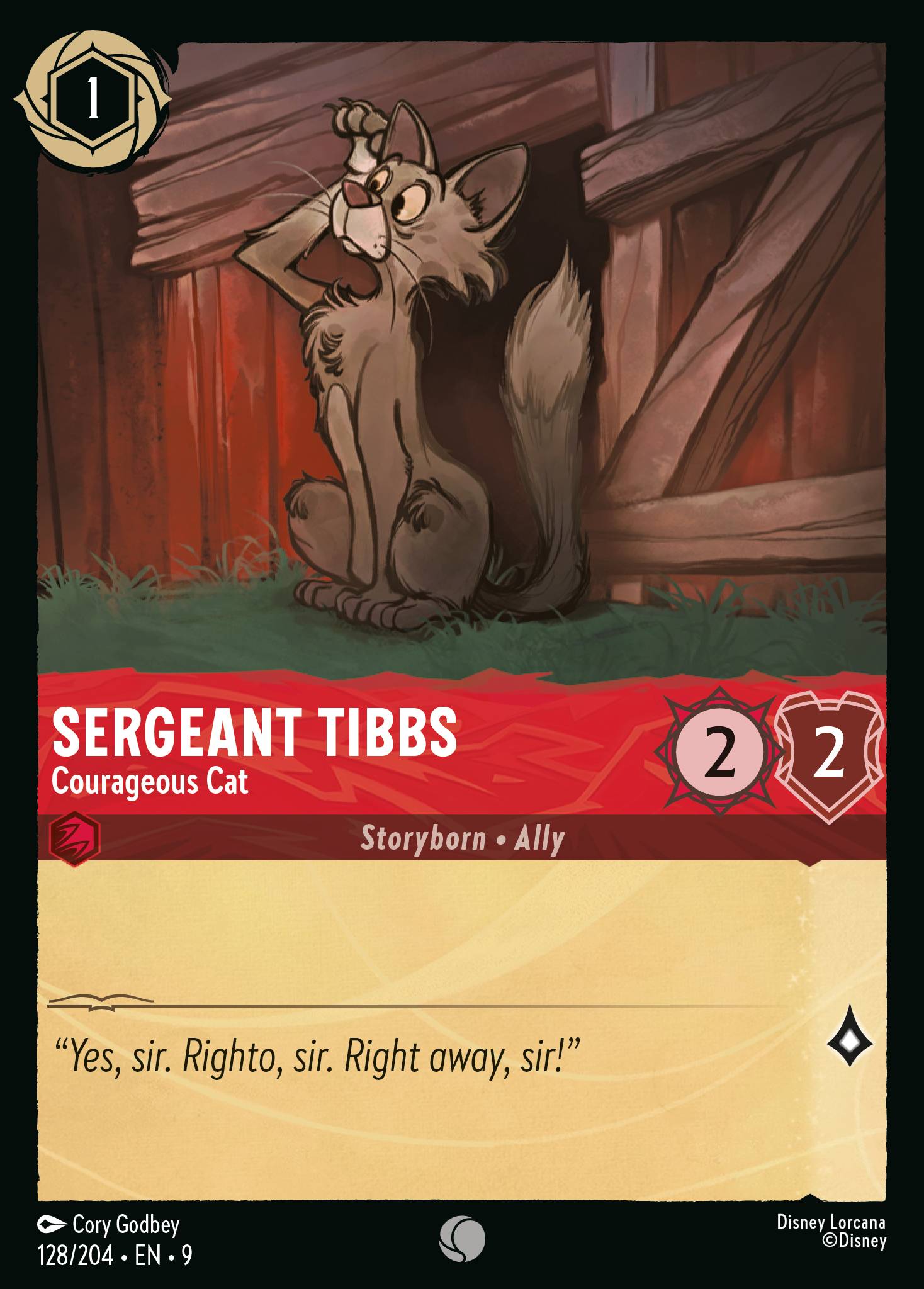 Disney Lorcana Fabled card #128 - Sergeant Tibbs - Courageous Cat (Non-Foil)