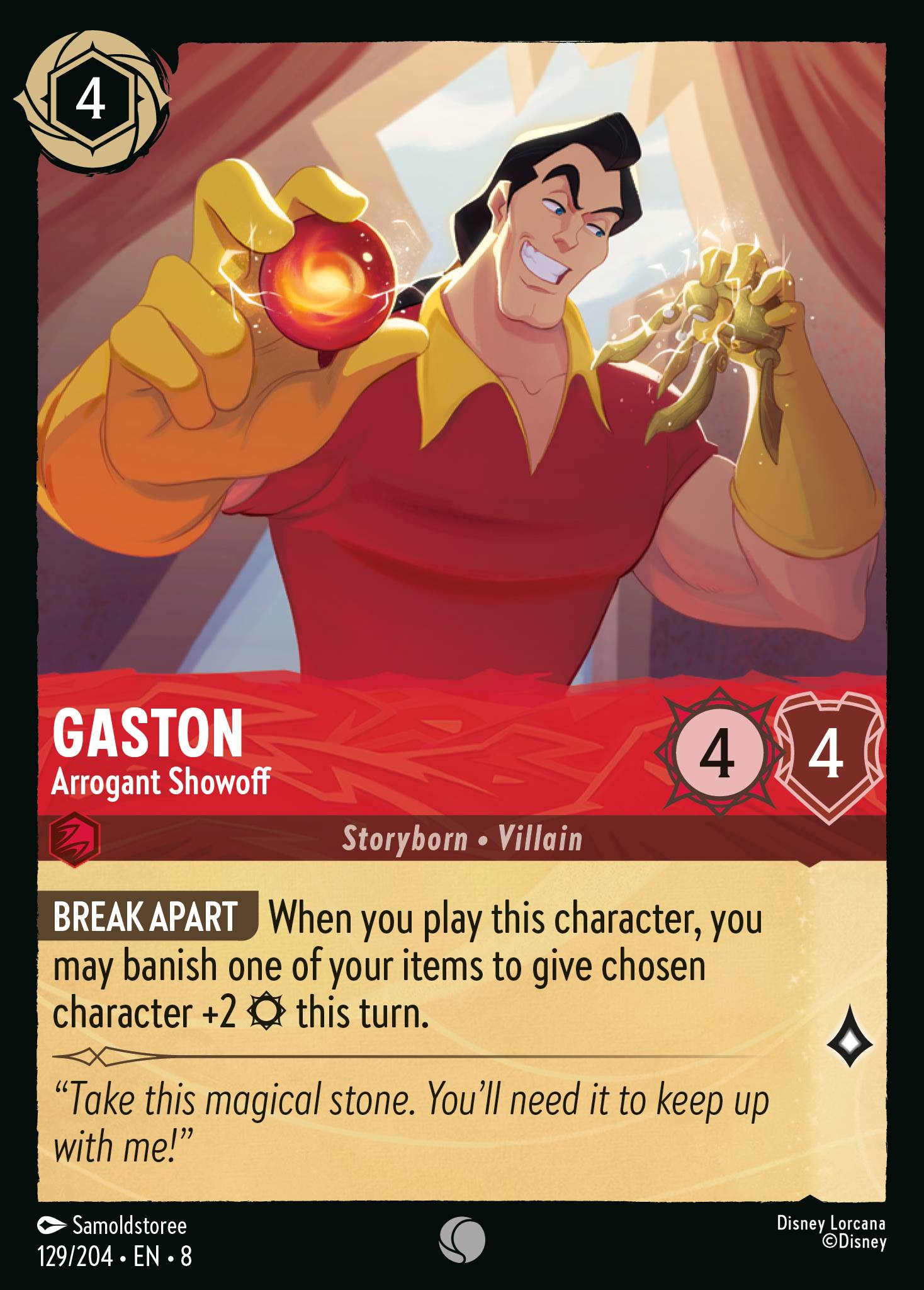 Disney Lorcana The Reign of Jafar card #129 - Gaston - Arrogant Showoff (Cold Foil)