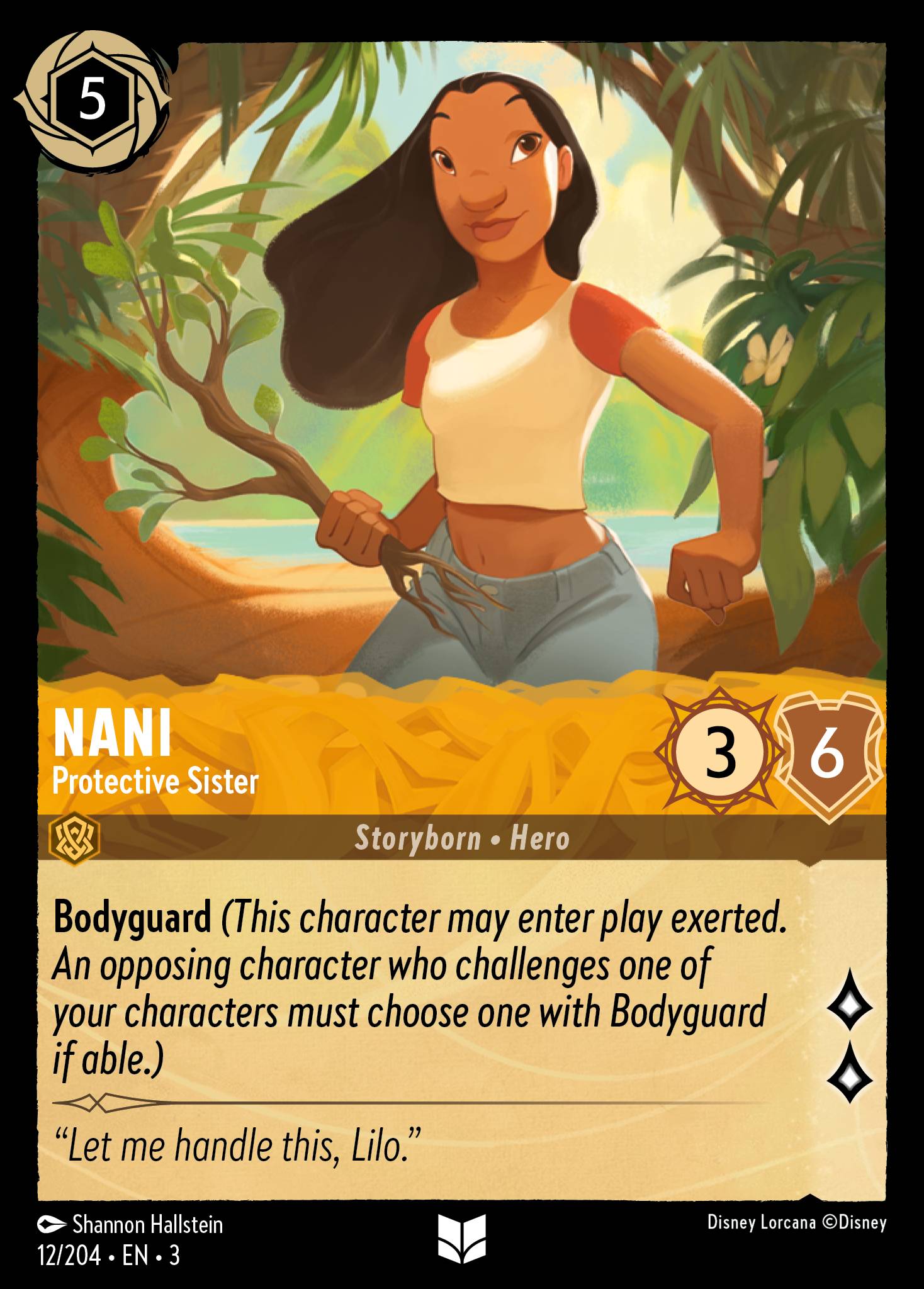 Disney Lorcana Into the Inklands card #12 - Nani - Protective Sister (Cold Foil)