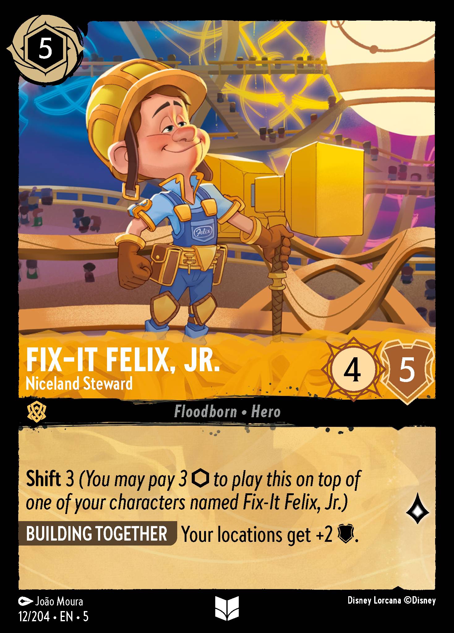 Disney Lorcana Shimmering Skies card #12 - Fix-It Felix, Jr. - Niceland Steward (Cold Foil)