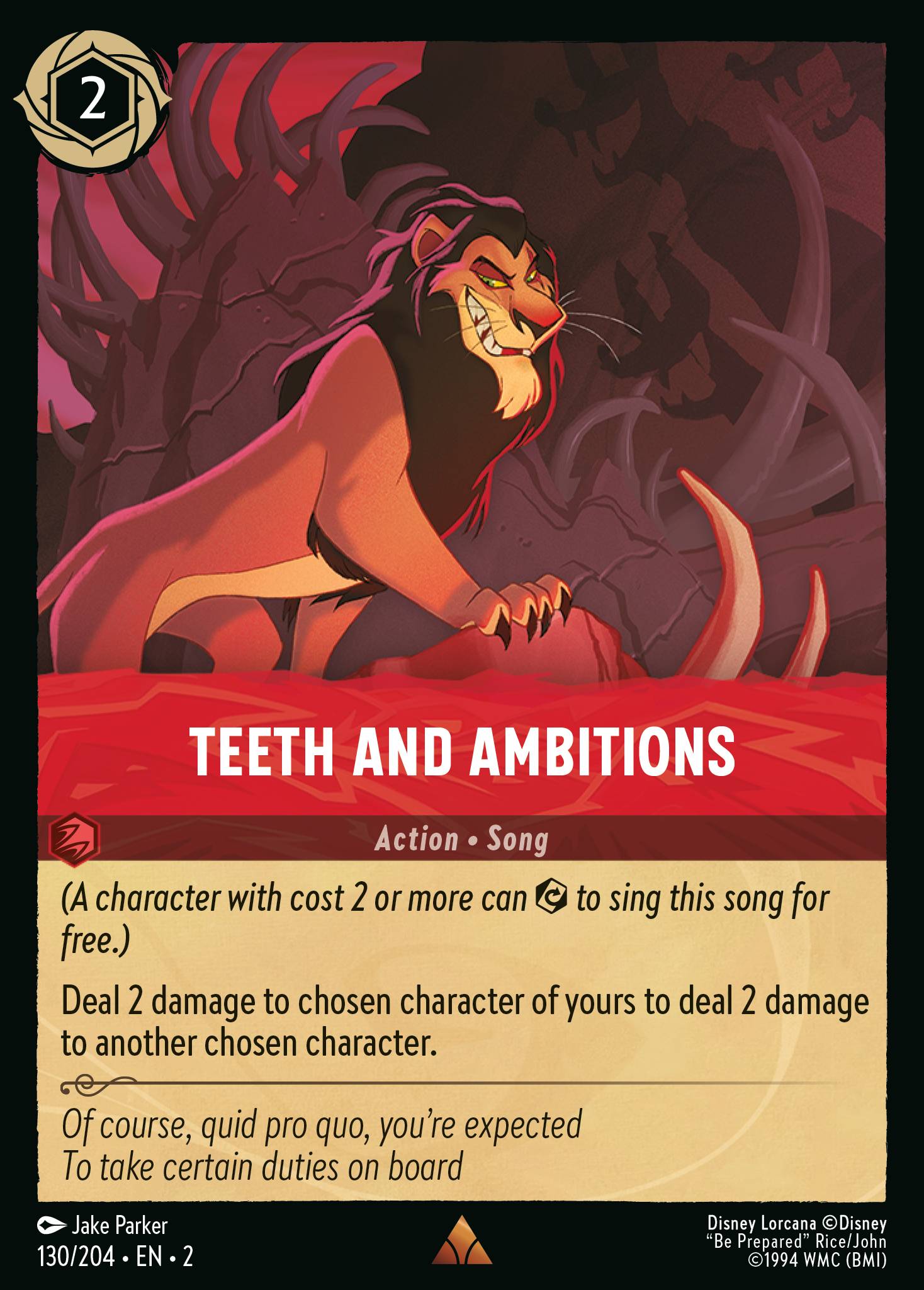 Disney Lorcana Rise of the Floodborn card #130 - Teeth and Ambitions (Cold Foil)
