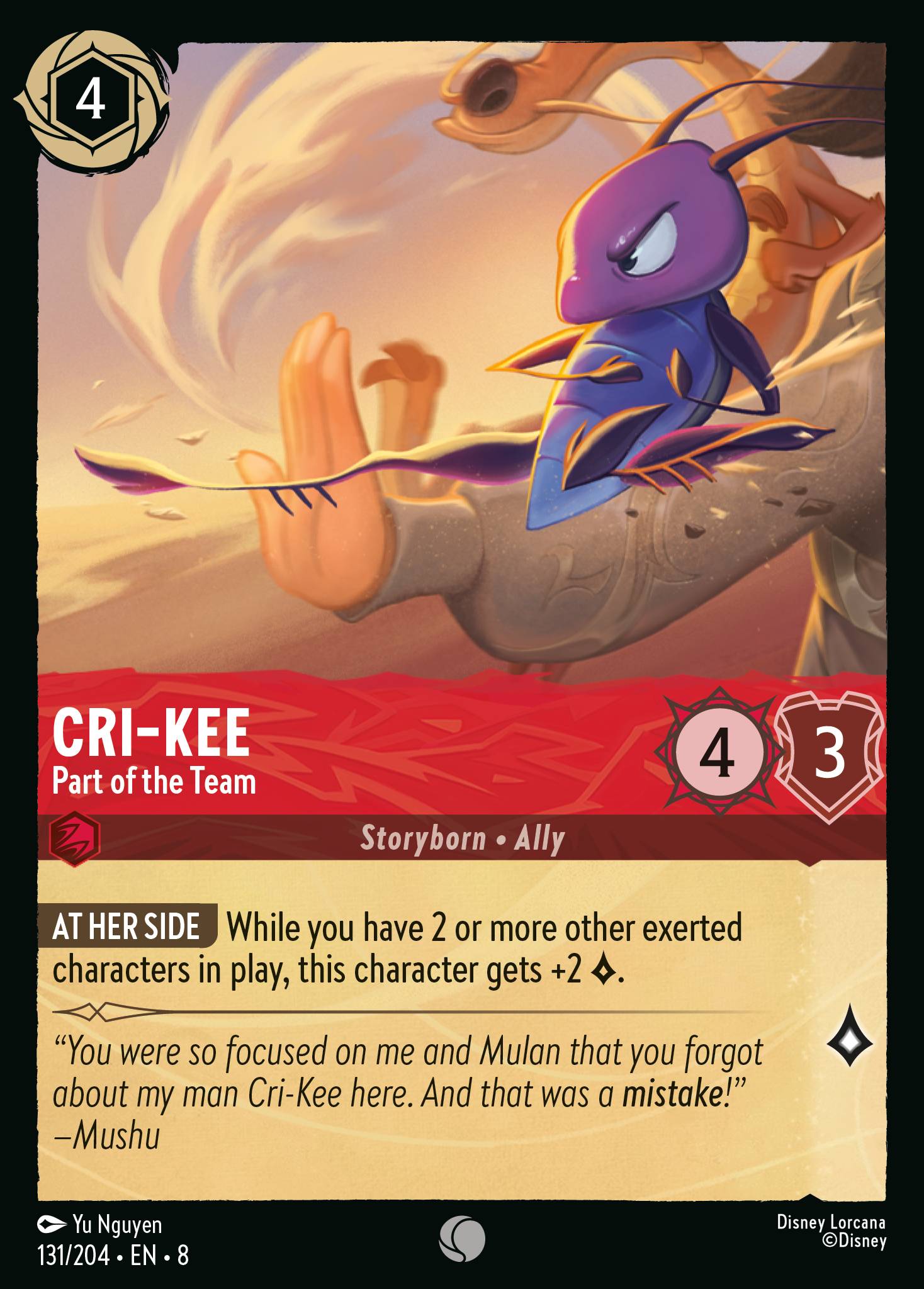 Disney Lorcana The Reign of Jafar card #131 - Cri-Kee - Part of the Team (Cold Foil)