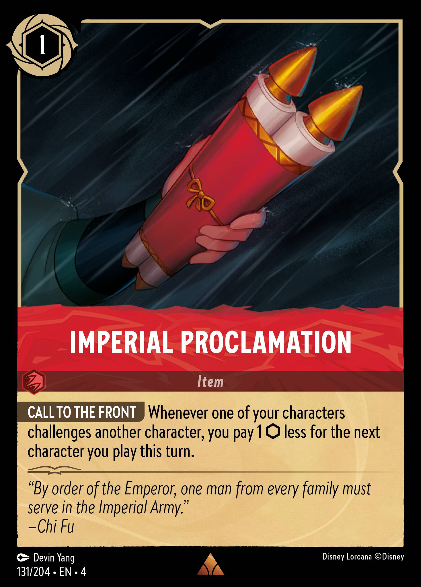 Disney Lorcana Ursula's Return card #131 - Imperial Proclamation (Cold Foil)