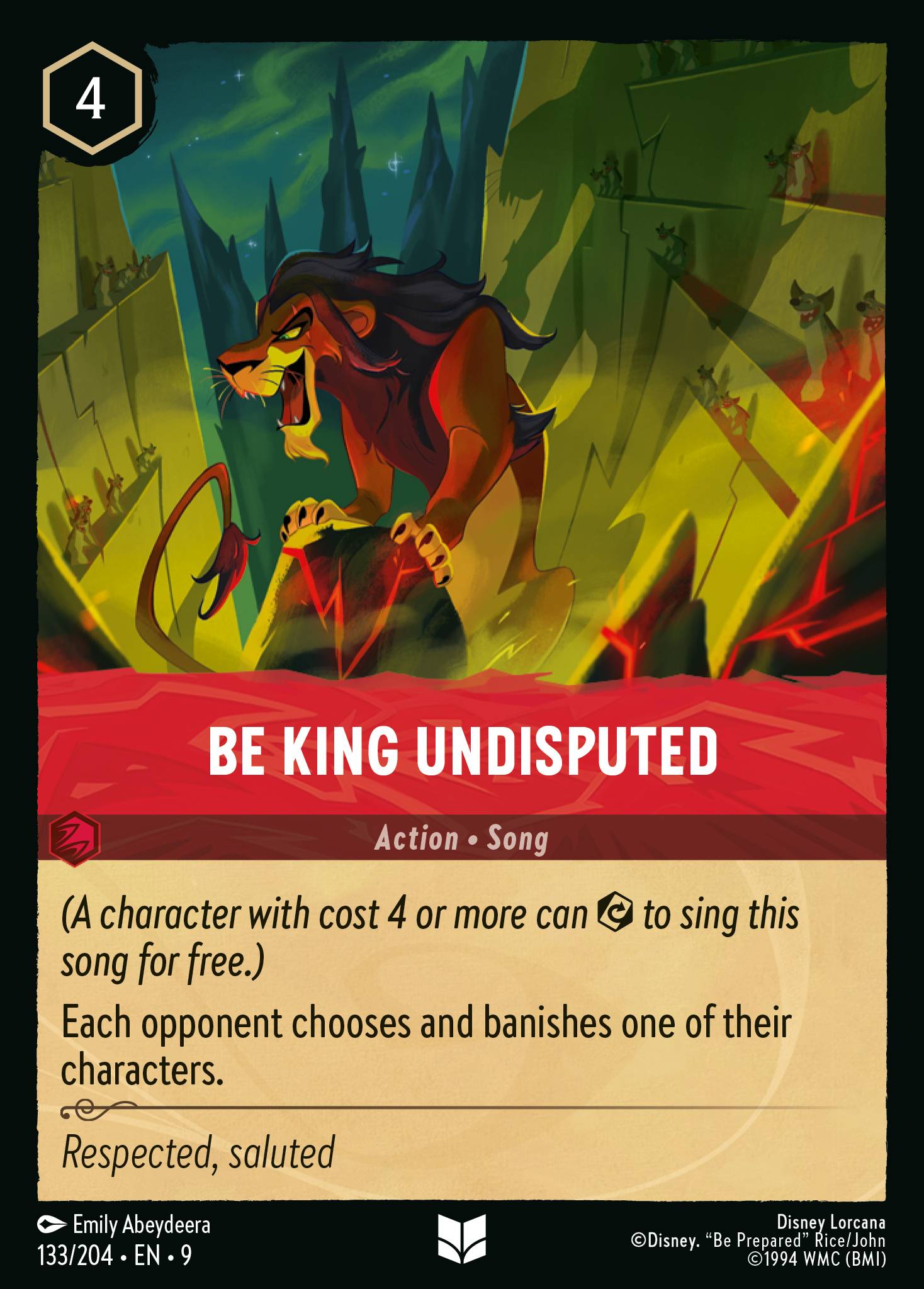 Disney Lorcana Fabled card #133 - Be King Undisputed (Non-Foil)