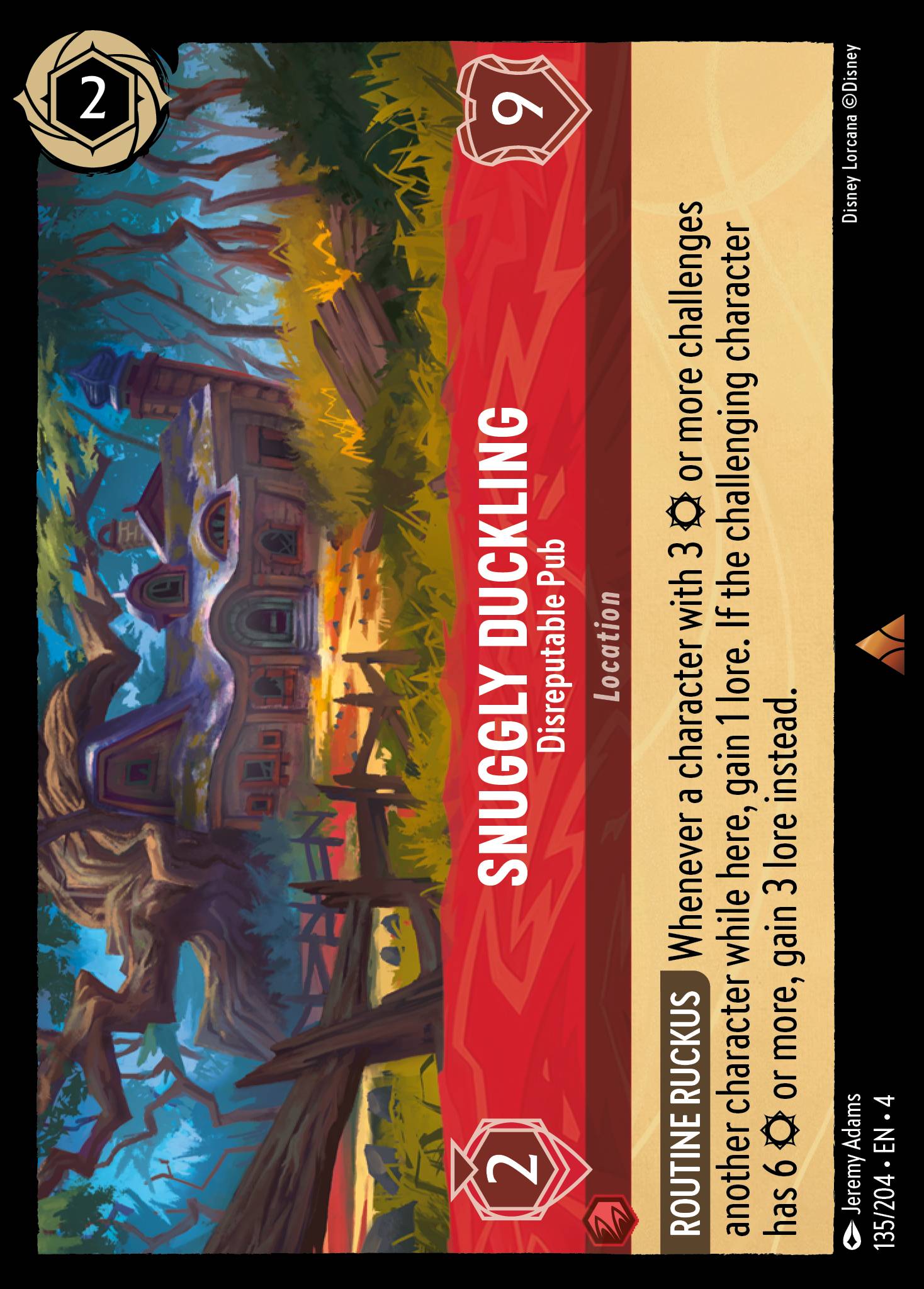 Disney Lorcana Ursula's Return card #135 - Snuggly Duckling - Disreputable Pub (Cold Foil)