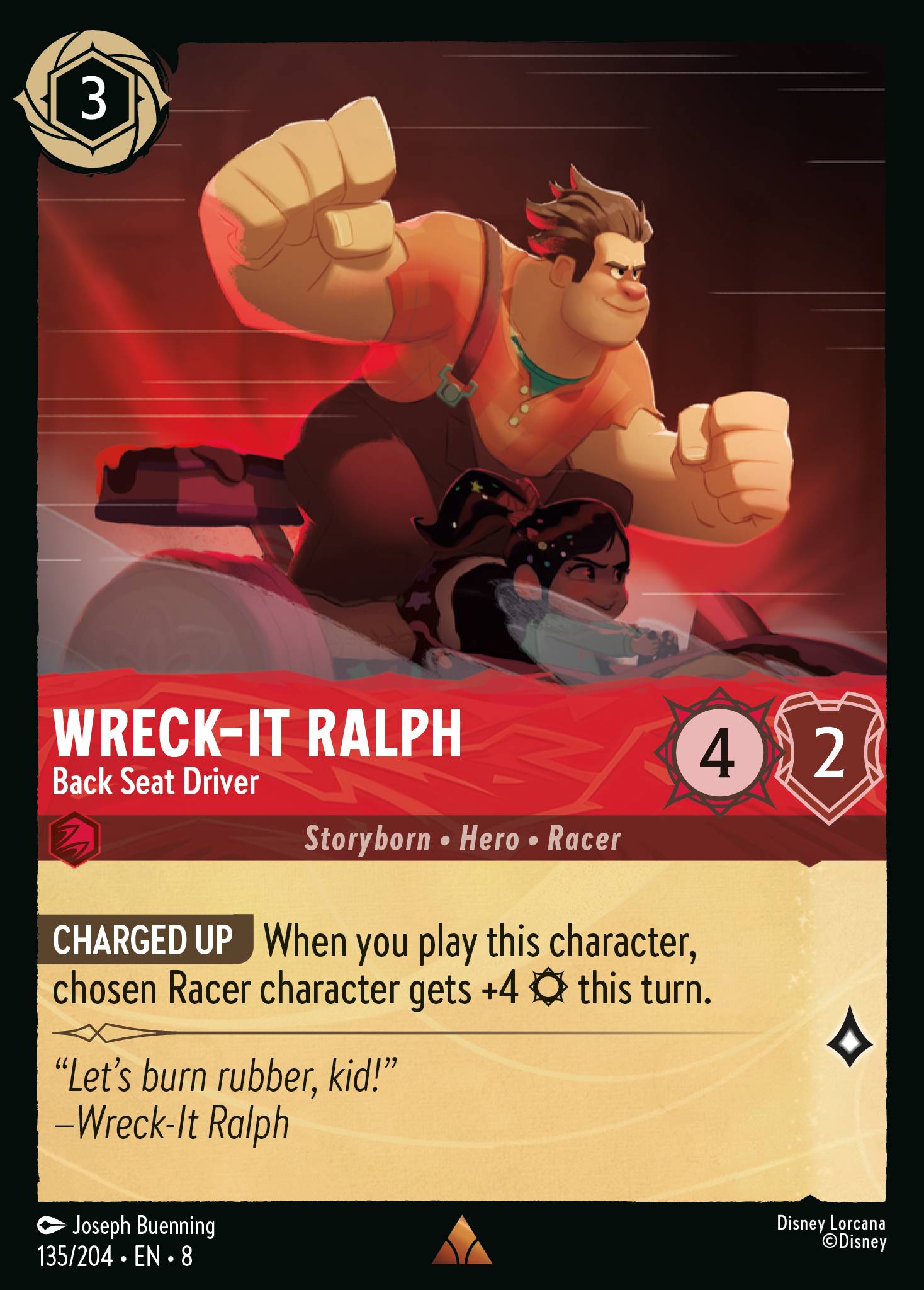 Disney Lorcana The Reign of Jafar card #135 - Wreck-It Ralph - Back Seat Driver (Cold Foil)