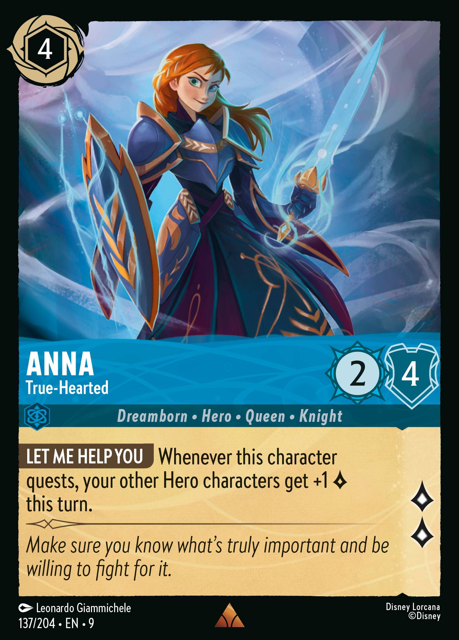 Disney Lorcana Fabled card #137 - Anna - True-Hearted (Non-Foil)