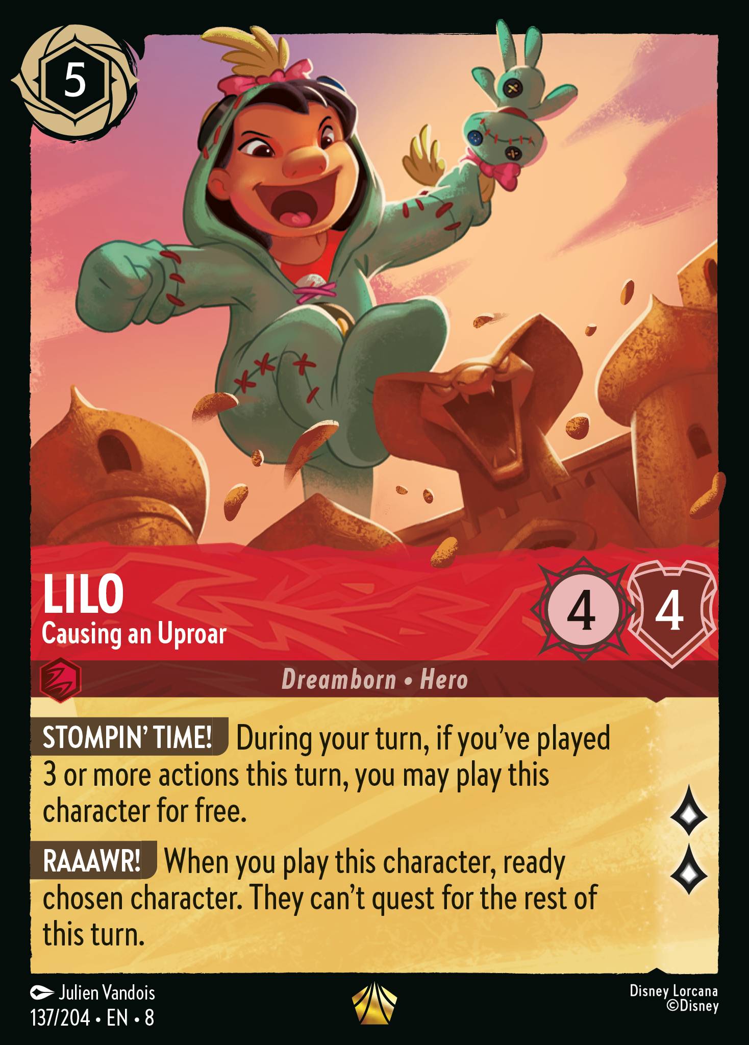 Disney Lorcana The Reign of Jafar card #137 - Lilo - Causing an Uproar (Cold Foil)
