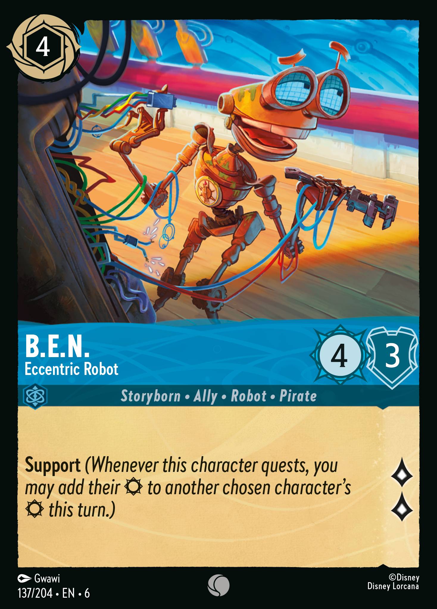 Disney Lorcana Azurite Sea card #137 - B.E.N. - Eccentric Robot (Cold Foil)