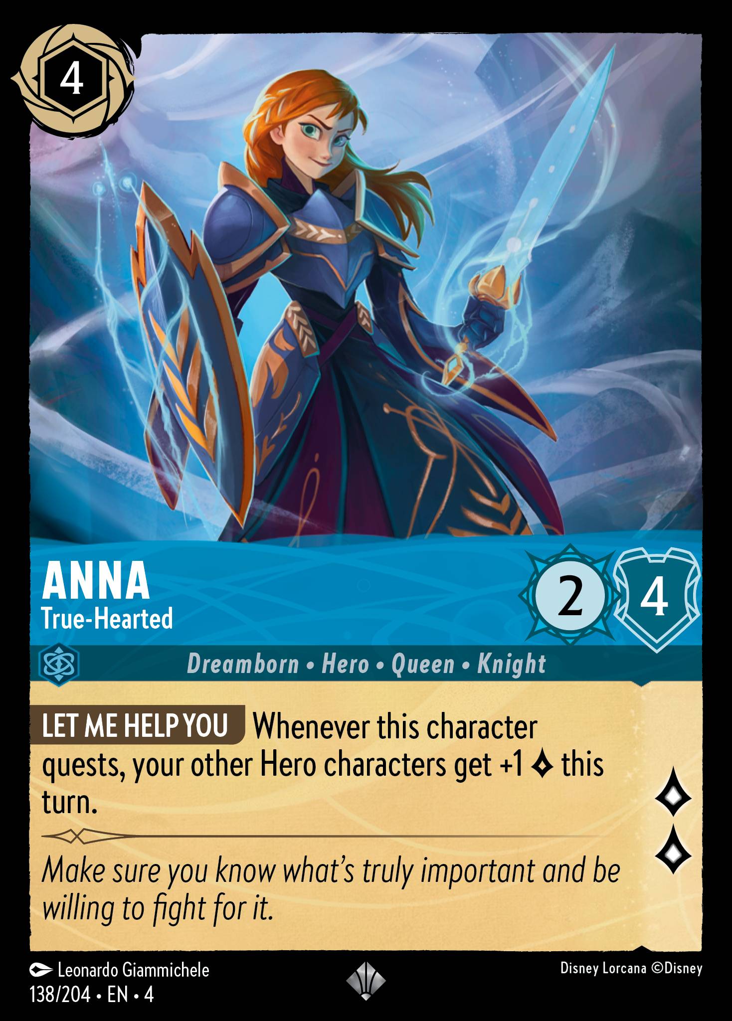 Disney Lorcana Ursula's Return card #138 - Anna - True-Hearted (Cold Foil)