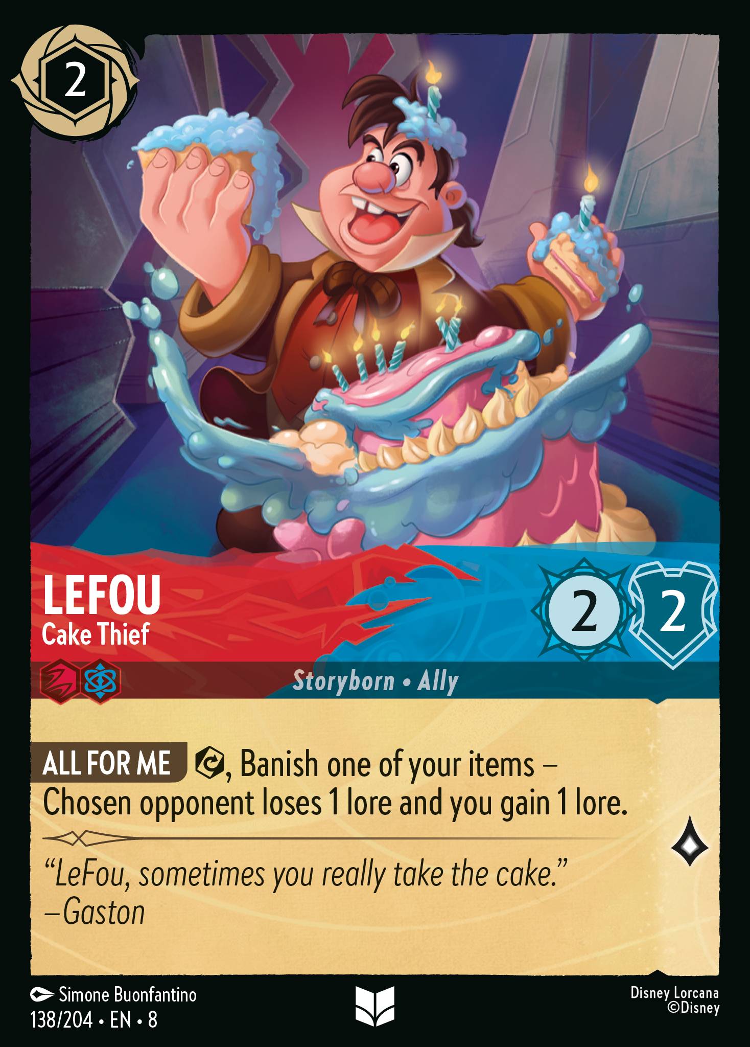 Disney Lorcana The Reign of Jafar card #138 - LeFou - Cake Thief (Cold Foil)