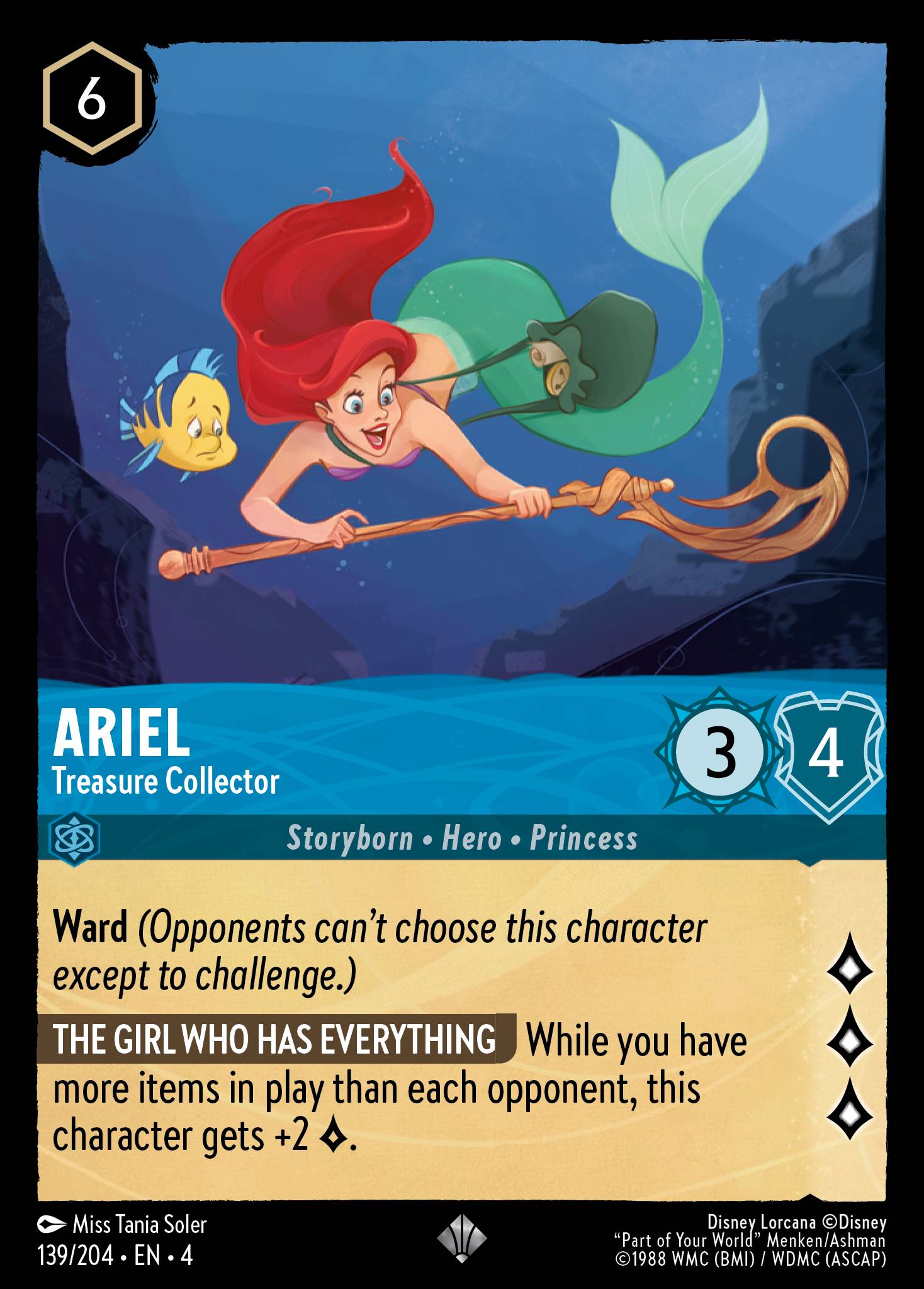 Disney Lorcana Ursula's Return card #139 - Ariel - Treasure Collector (Cold Foil)