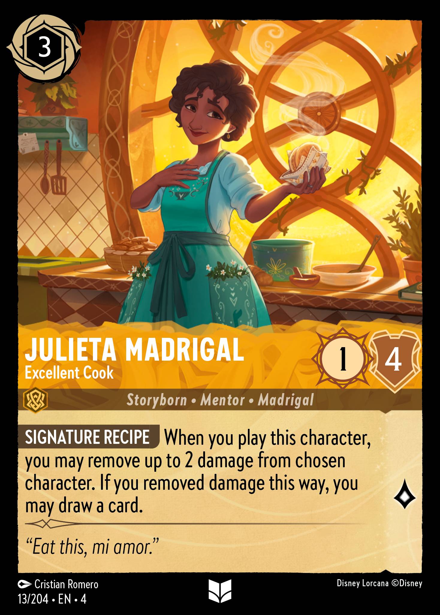 Disney Lorcana Ursula's Return card #13 - Julieta Madrigal - Excellent Cook (Cold Foil)