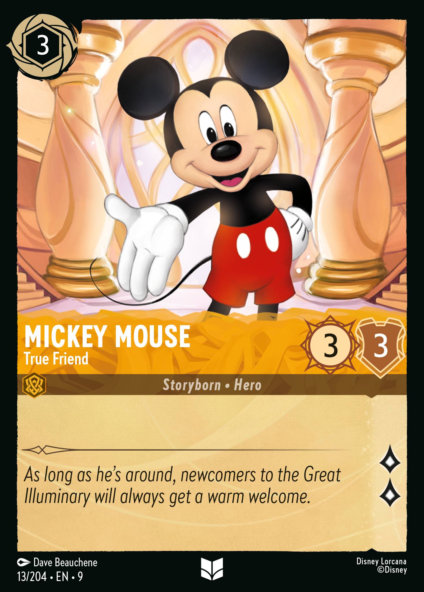 Disney Lorcana Fabled card #13 - Mickey Mouse - True Friend (Non-Foil)
