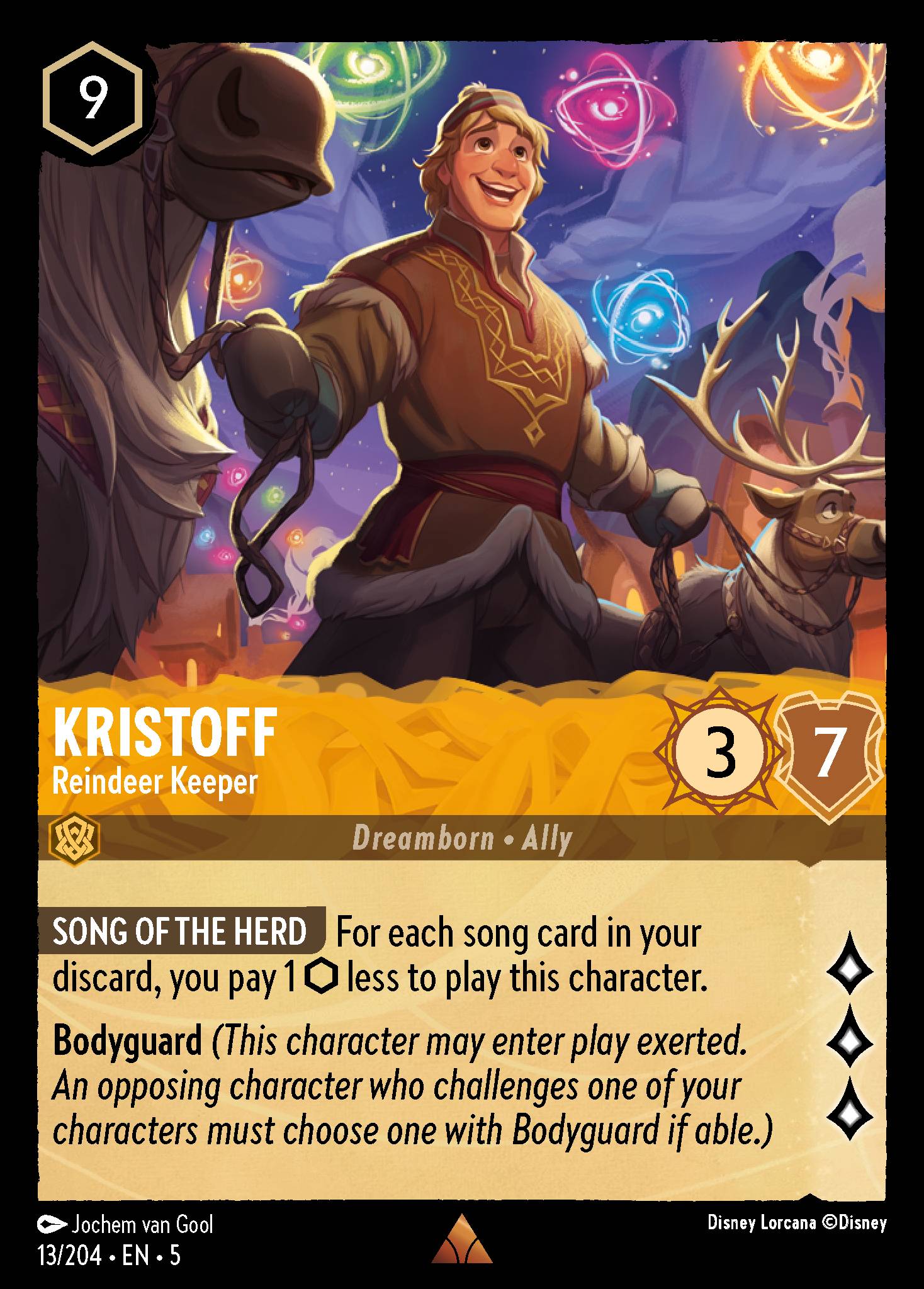 Disney Lorcana Shimmering Skies card #13 - Kristoff - Reindeer Keeper (Cold Foil)