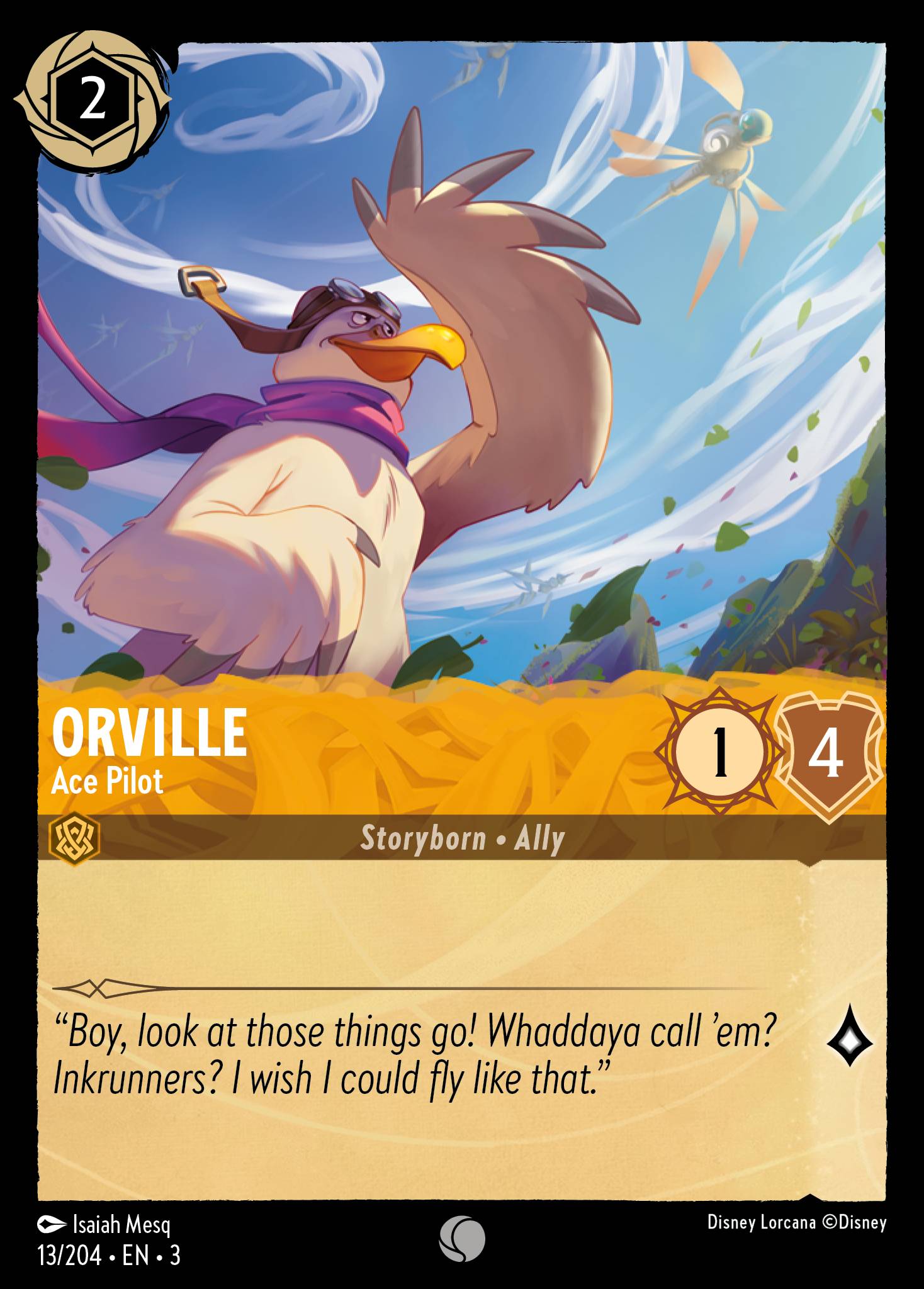 Disney Lorcana Into the Inklands card #13 - Orville - Ace Pilot (Cold Foil)
