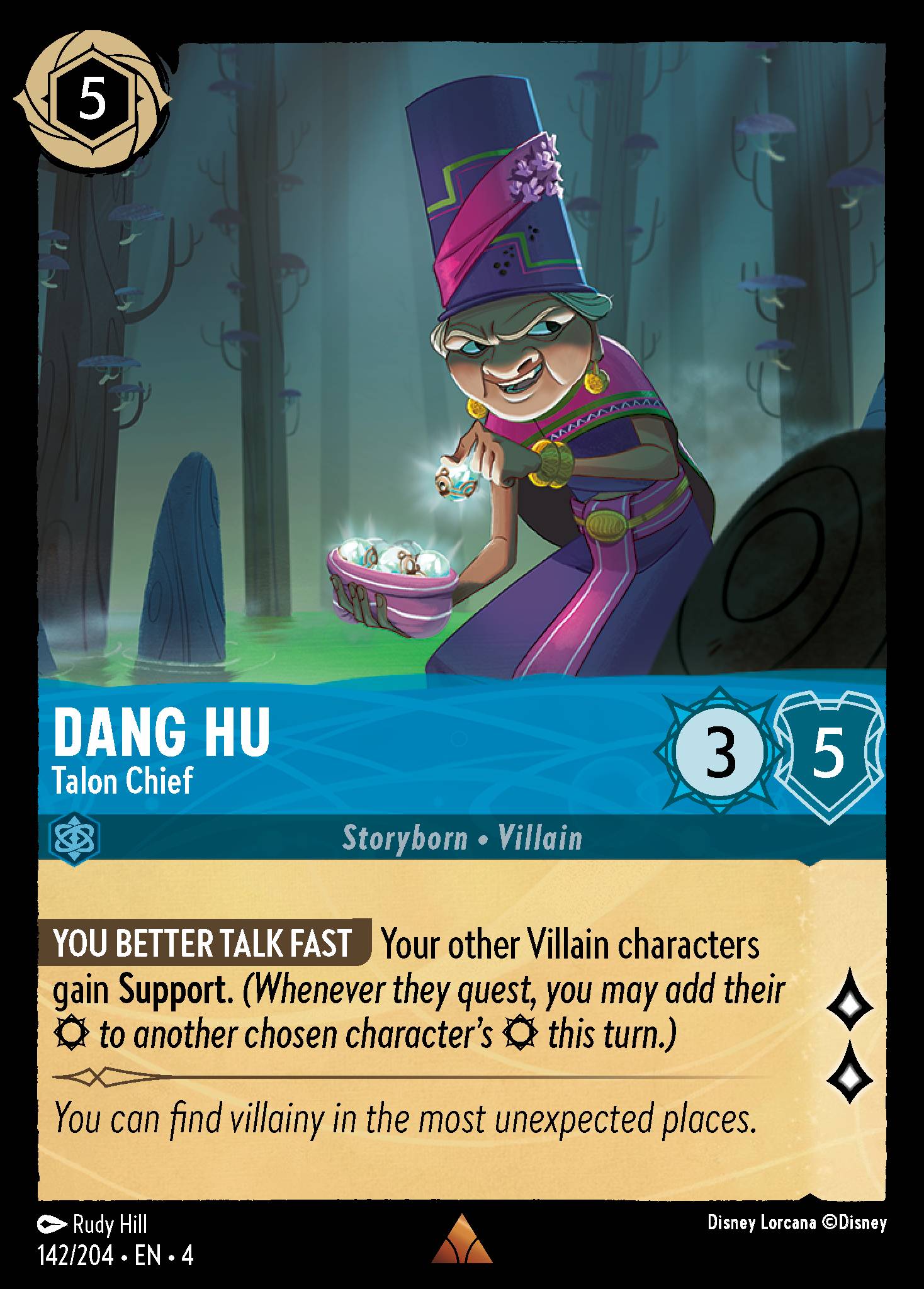 Disney Lorcana Ursula's Return card #142 - Dang Hu - Talon Chief (Cold Foil)