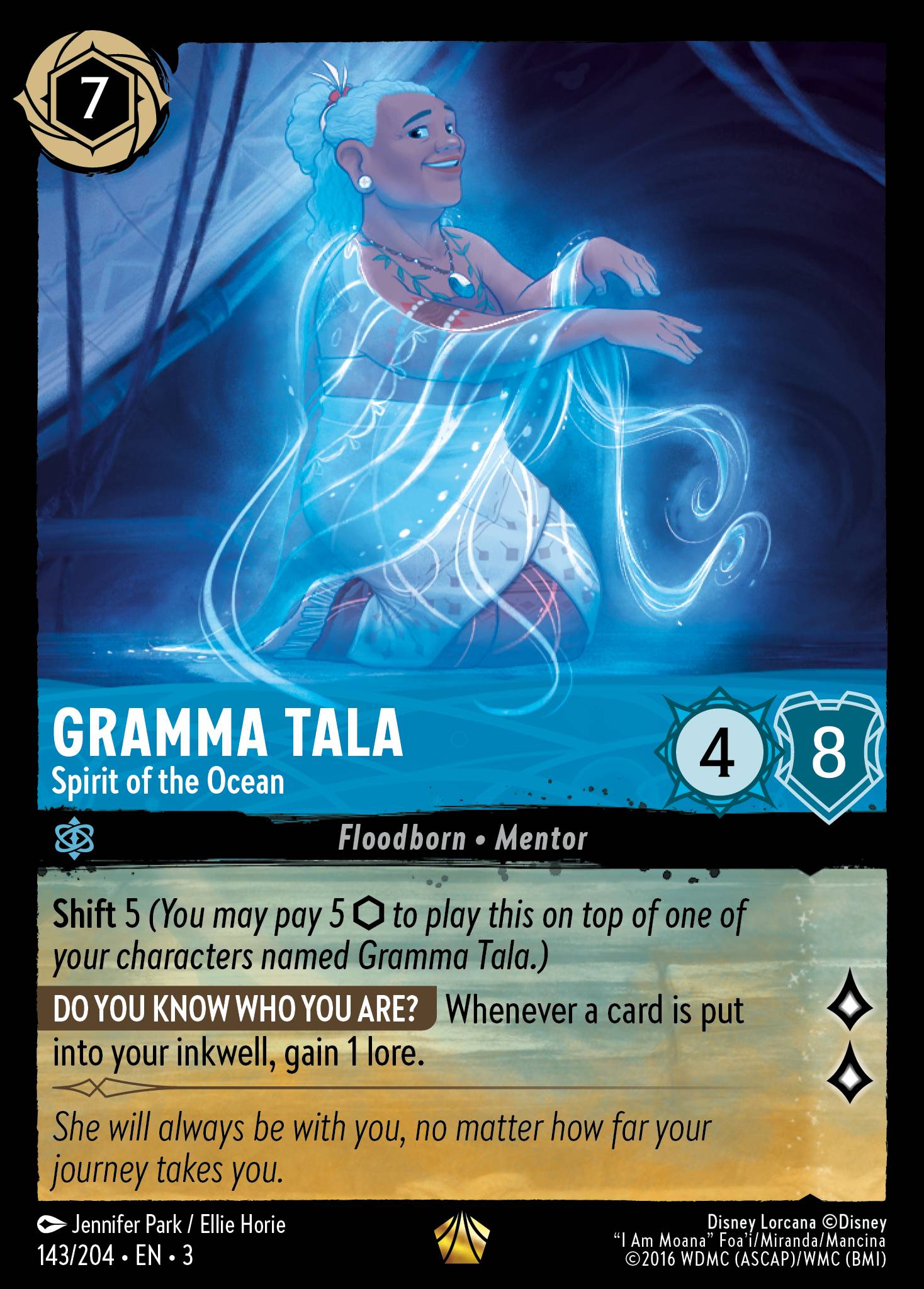 Disney Lorcana Into the Inklands card #143 - Gramma Tala - Spirit of the Ocean (Cold Foil)