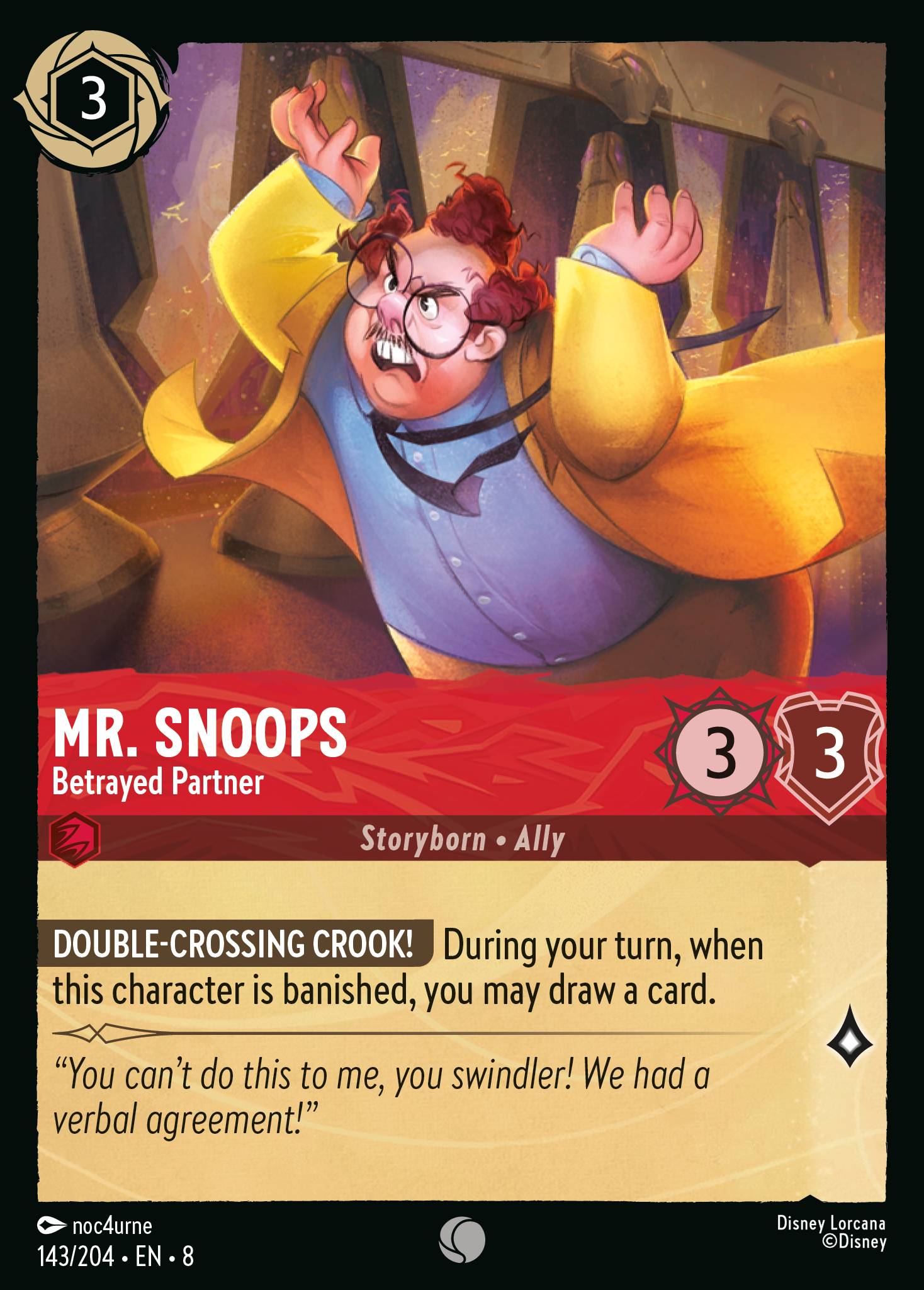 Disney Lorcana The Reign of Jafar card #143 - Mr. Snoops - Betrayed Partner (Cold Foil)