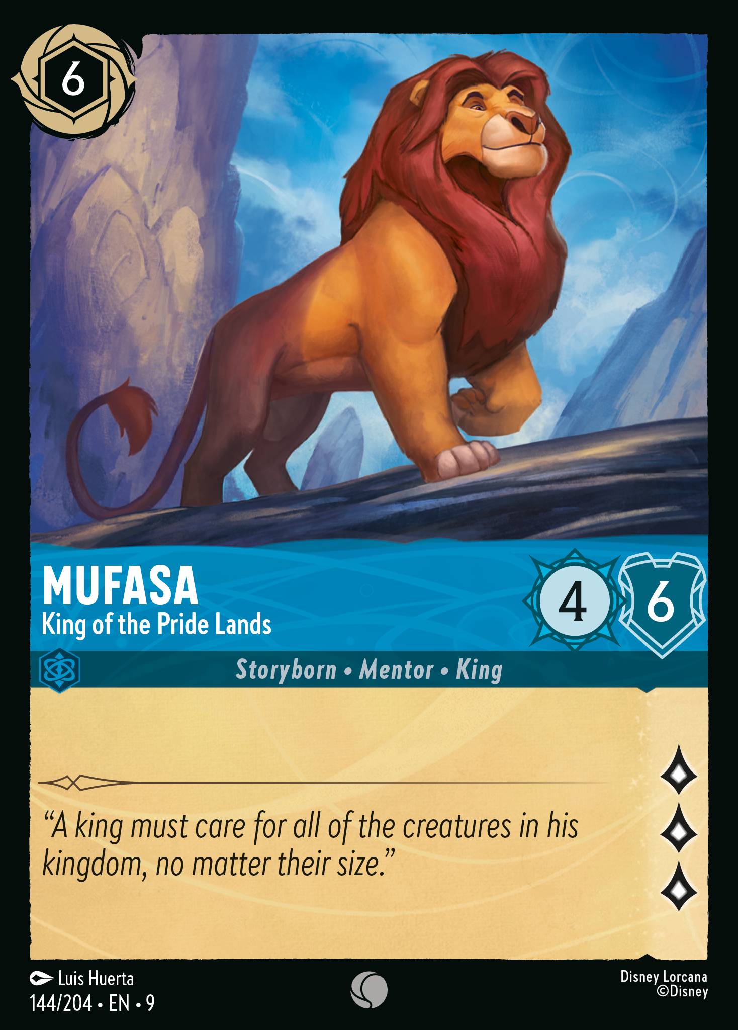 Disney Lorcana Fabled card #144 - Mufasa - King of the Pride Lands (Non-Foil)