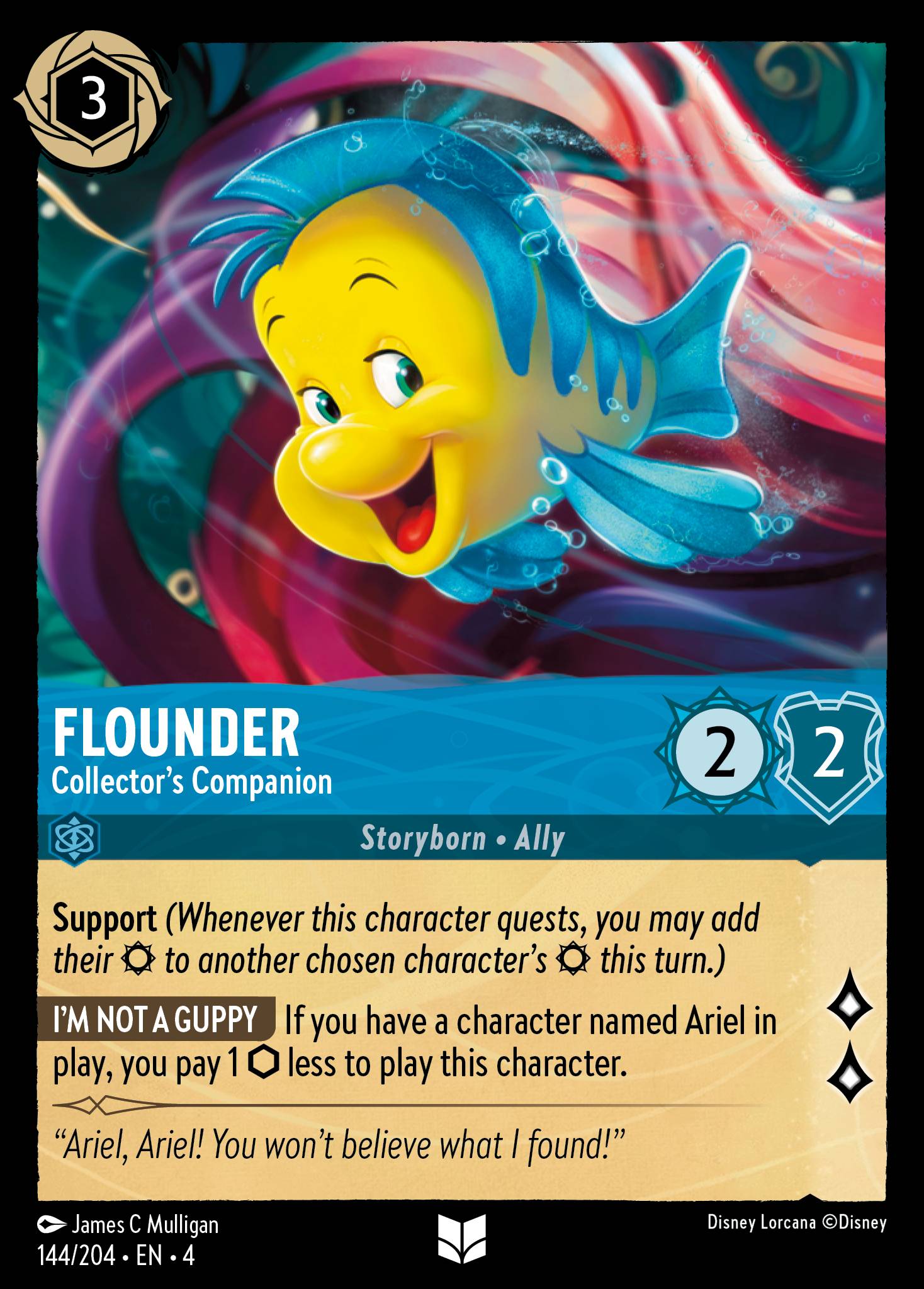 Disney Lorcana Ursula's Return card #144 - Flounder - Collector's Companion (Cold Foil)