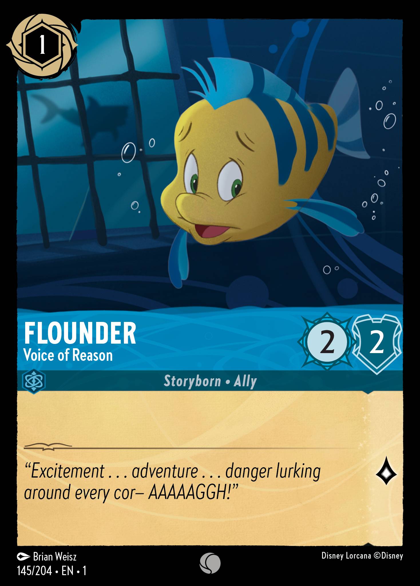 Disney Lorcana The First Chapter card #145 - Flounder - Voice of Reason (Cold Foil)